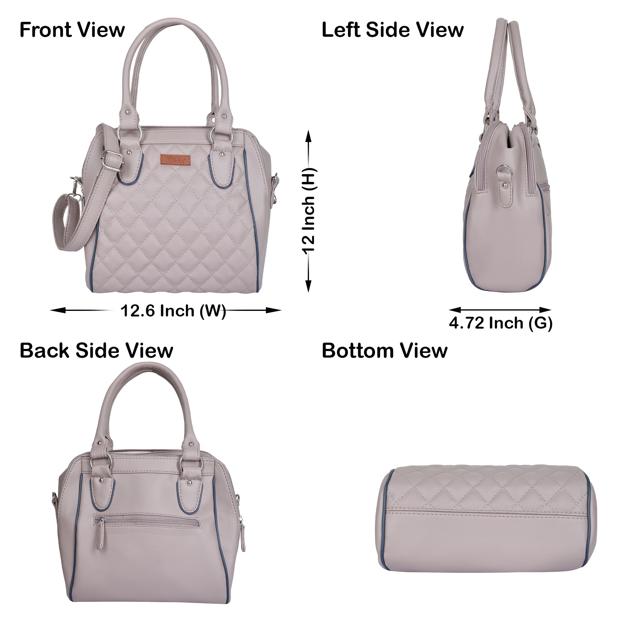 Mauve Vegan Leather Handbag – Women’s Top Handle Satchel with Shoulder Strap
