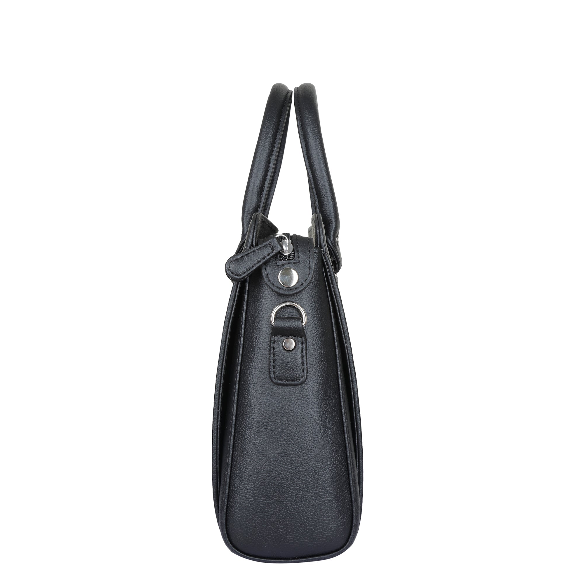 Black Leather Top-Handle Handbag – Women’s Crossbody Purse