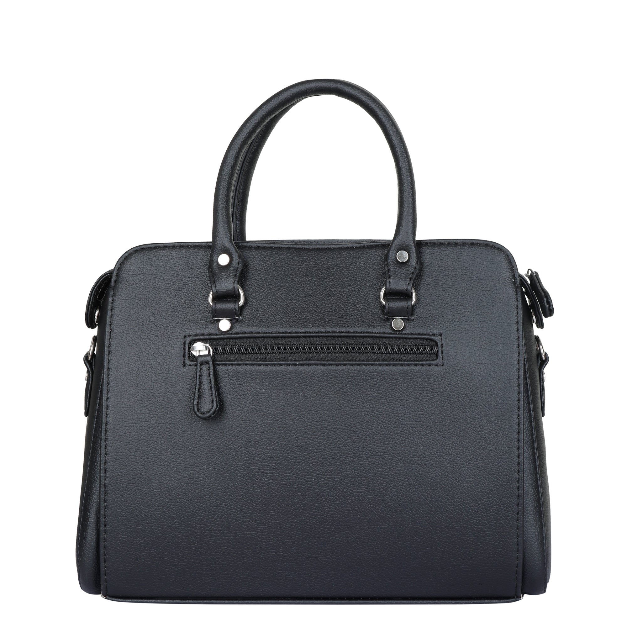 Black Leather Top-Handle Handbag – Women’s Crossbody Purse