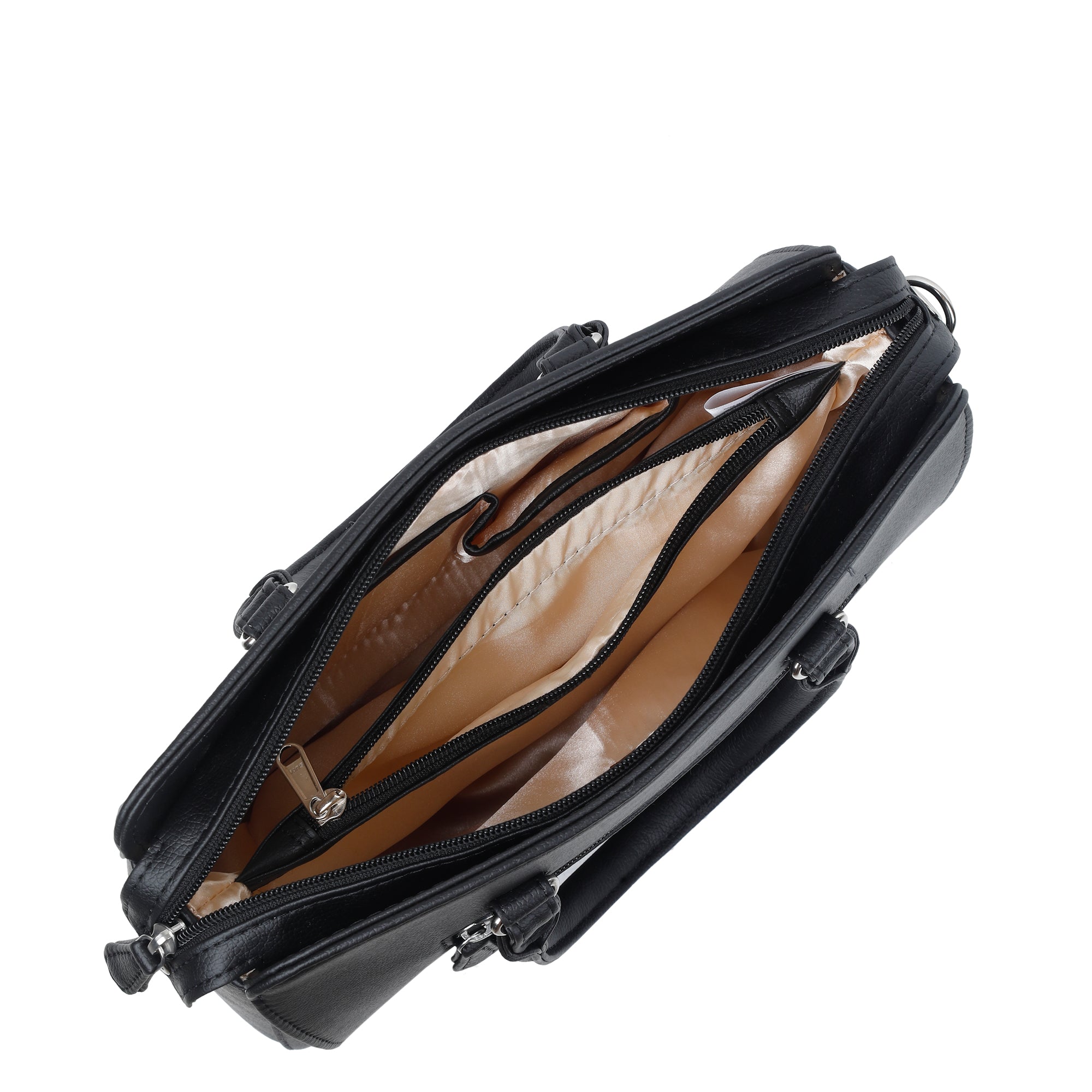 Black Leather Top-Handle Handbag – Women’s Crossbody Purse