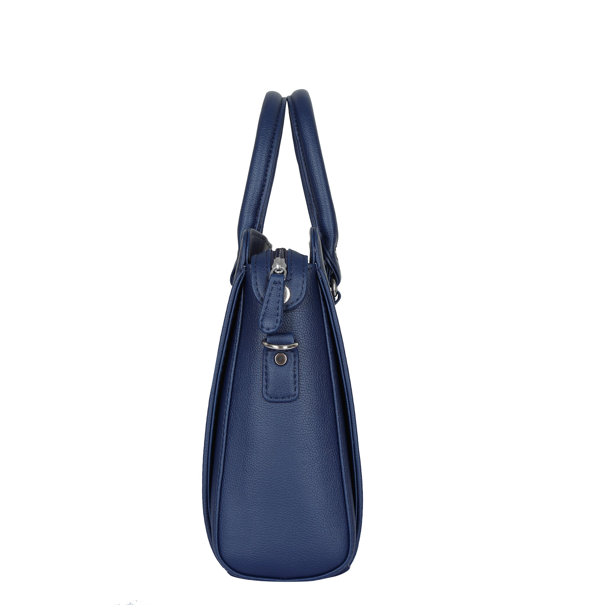 Blue Faux Leather Top-Handle Handbag – Women’s Crossbody Purse