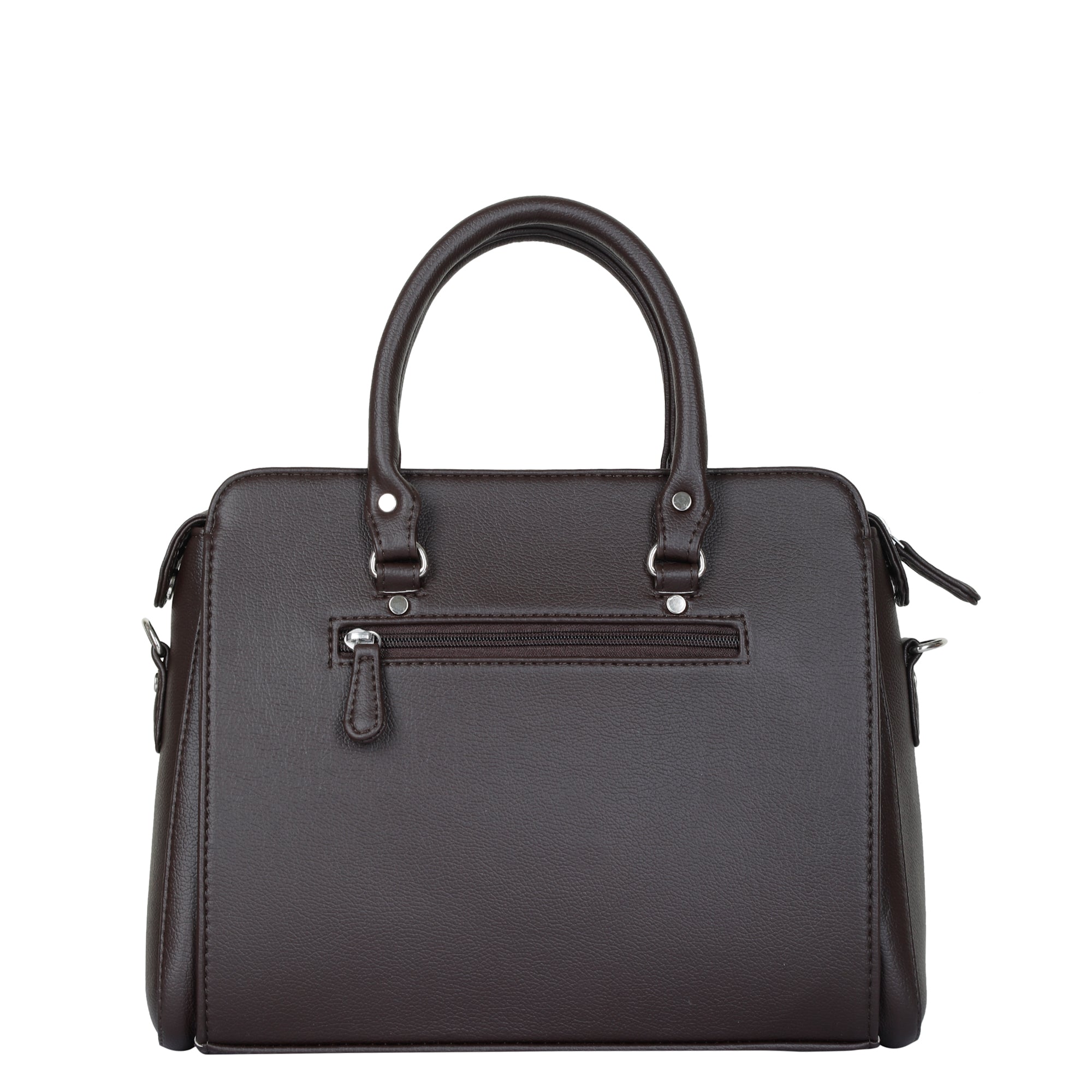 Brown Faux Leather Top-Handle Handbag – Women’s Crossbody Purse
