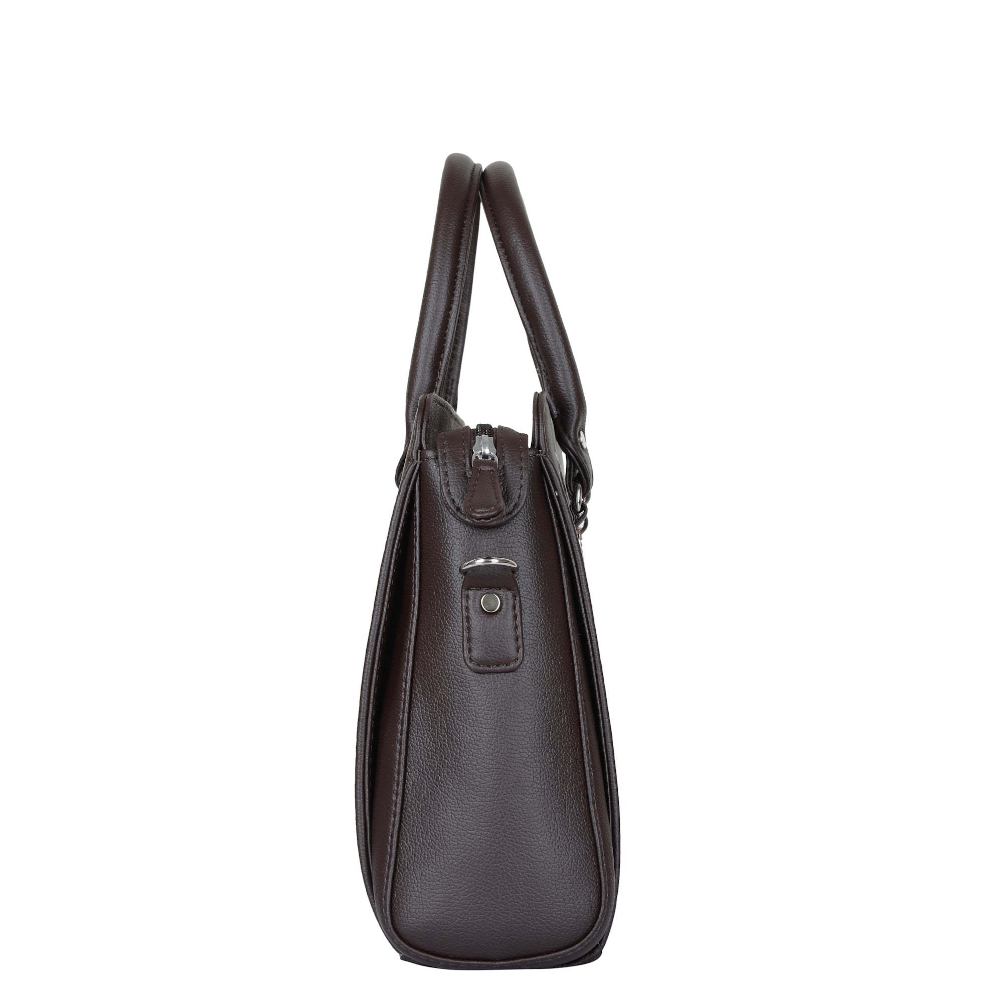 Brown Faux Leather Top-Handle Handbag – Women’s Crossbody Purse