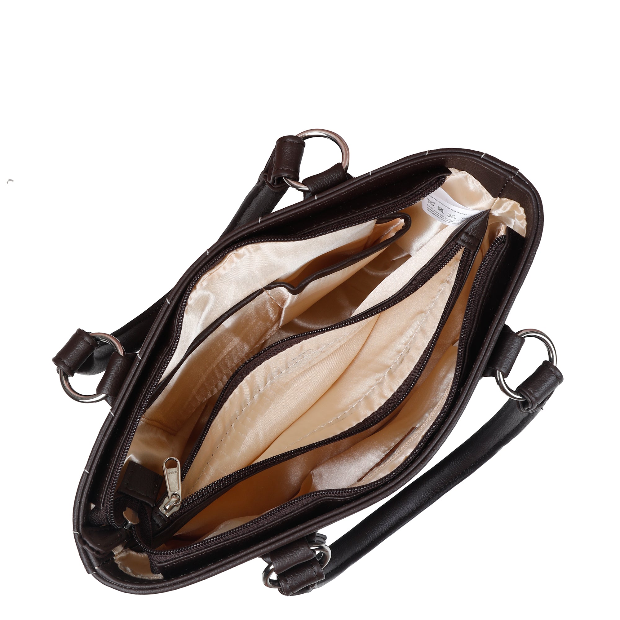Brown Faux Leather Top-Handle Handbag – Women’s Crossbody Purse