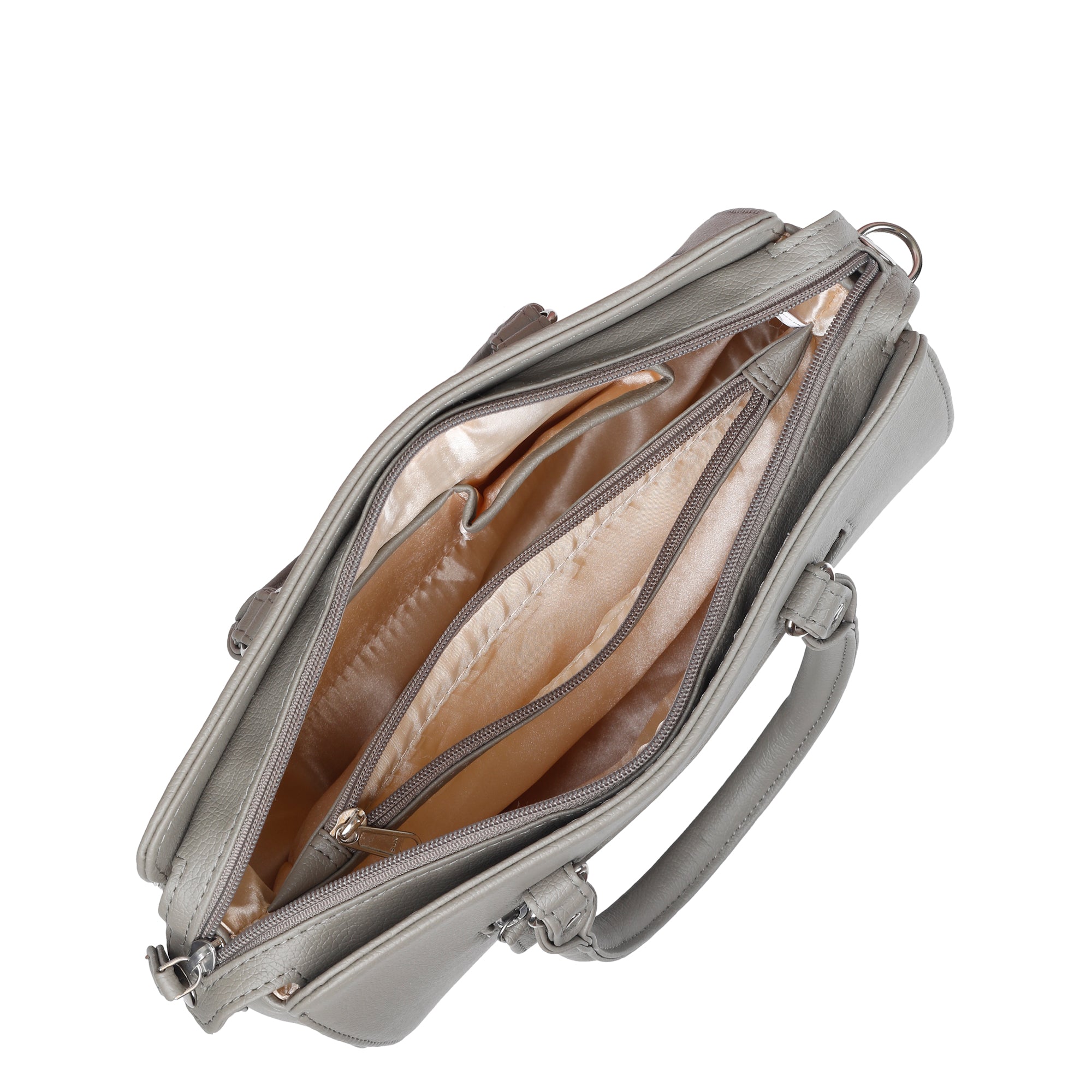 Grey Faux Leather Top-Handle Handbag – Women’s Crossbody Purse