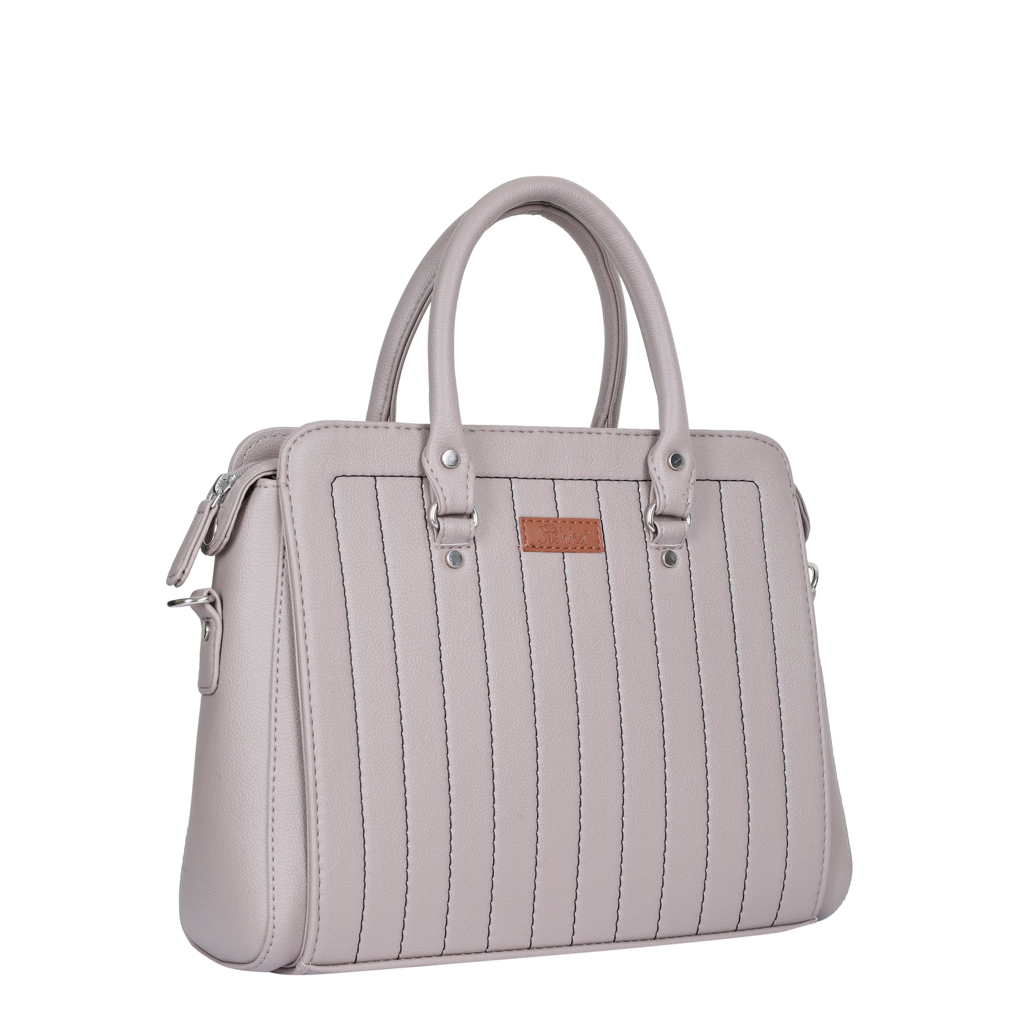 Mauve Faux Leather Top-Handle Handbag – Women’s Crossbody Purse