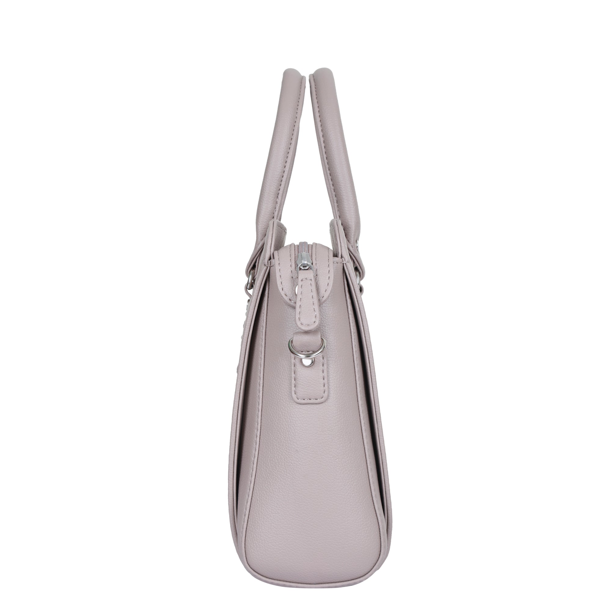 Mauve Faux Leather Top-Handle Handbag – Women’s Crossbody Purse