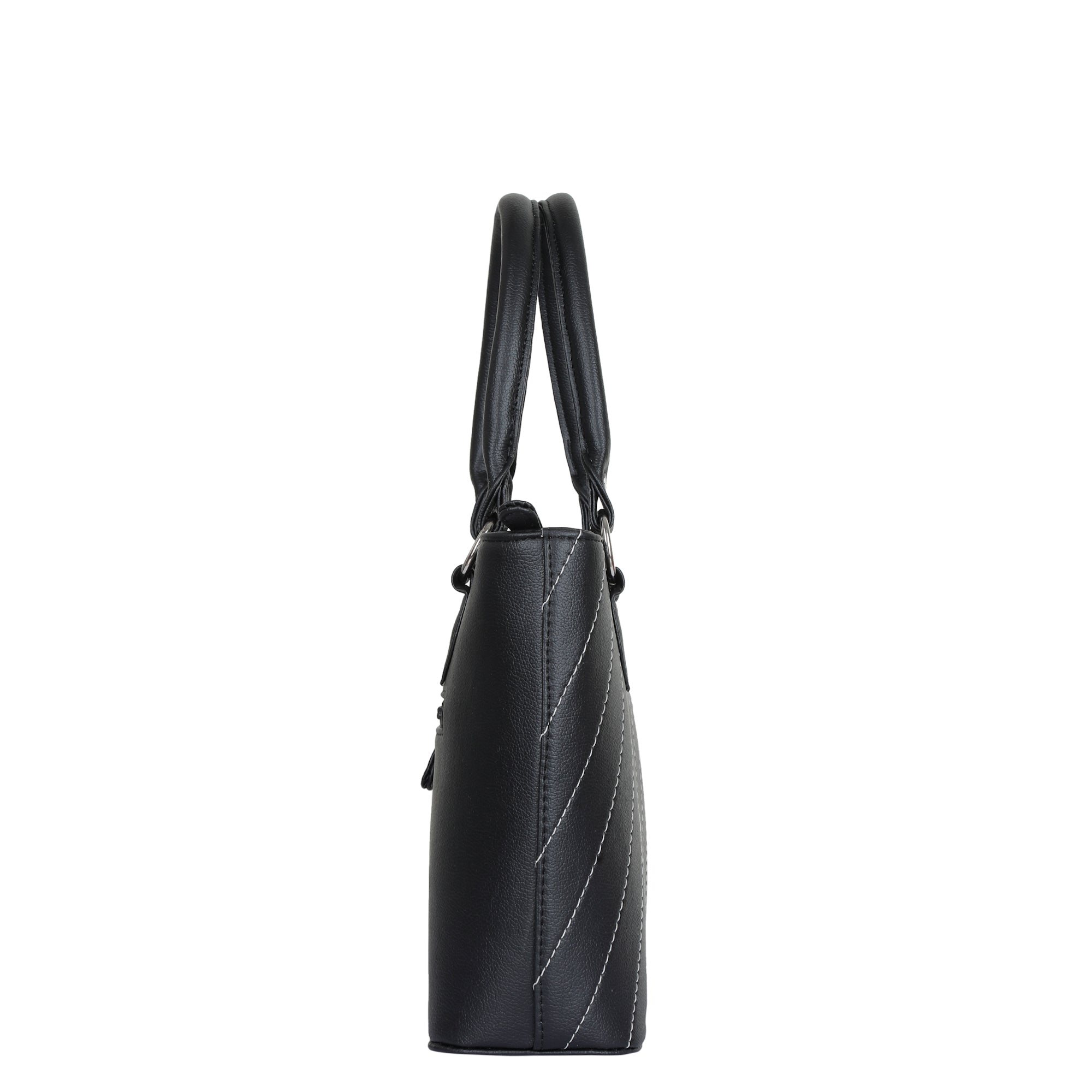 Black Vegan Leather Tote Satchel – Women’s Top Handle Shoulder Bag