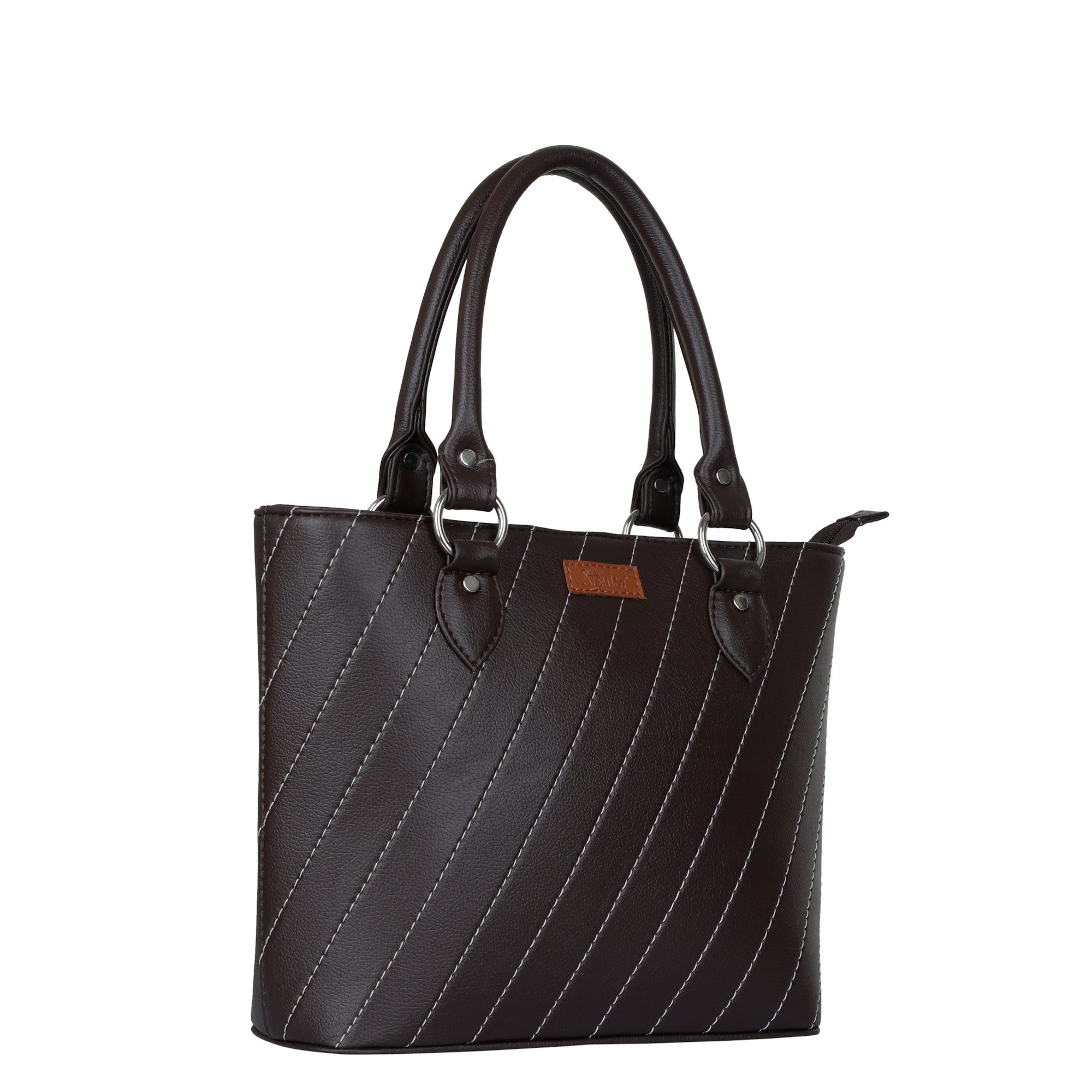 Brown Vegan Leather Tote Satchel – Women’s Top Handle Shoulder Bag