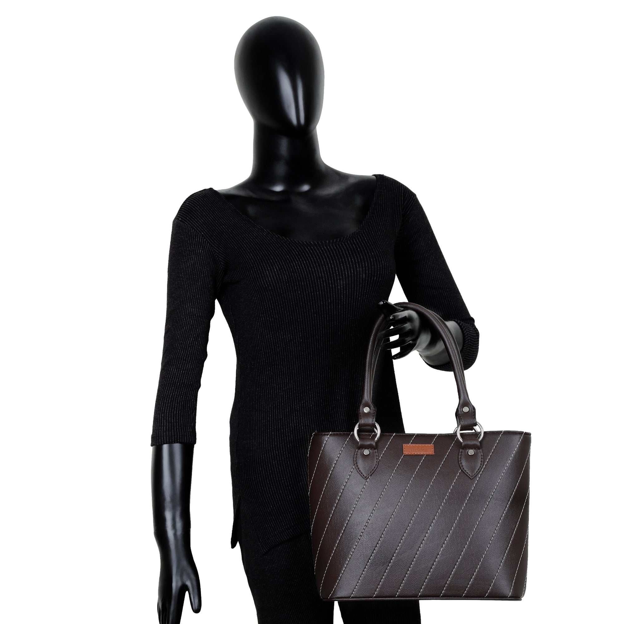 Brown Vegan Leather Tote Satchel – Women’s Top Handle Shoulder Bag