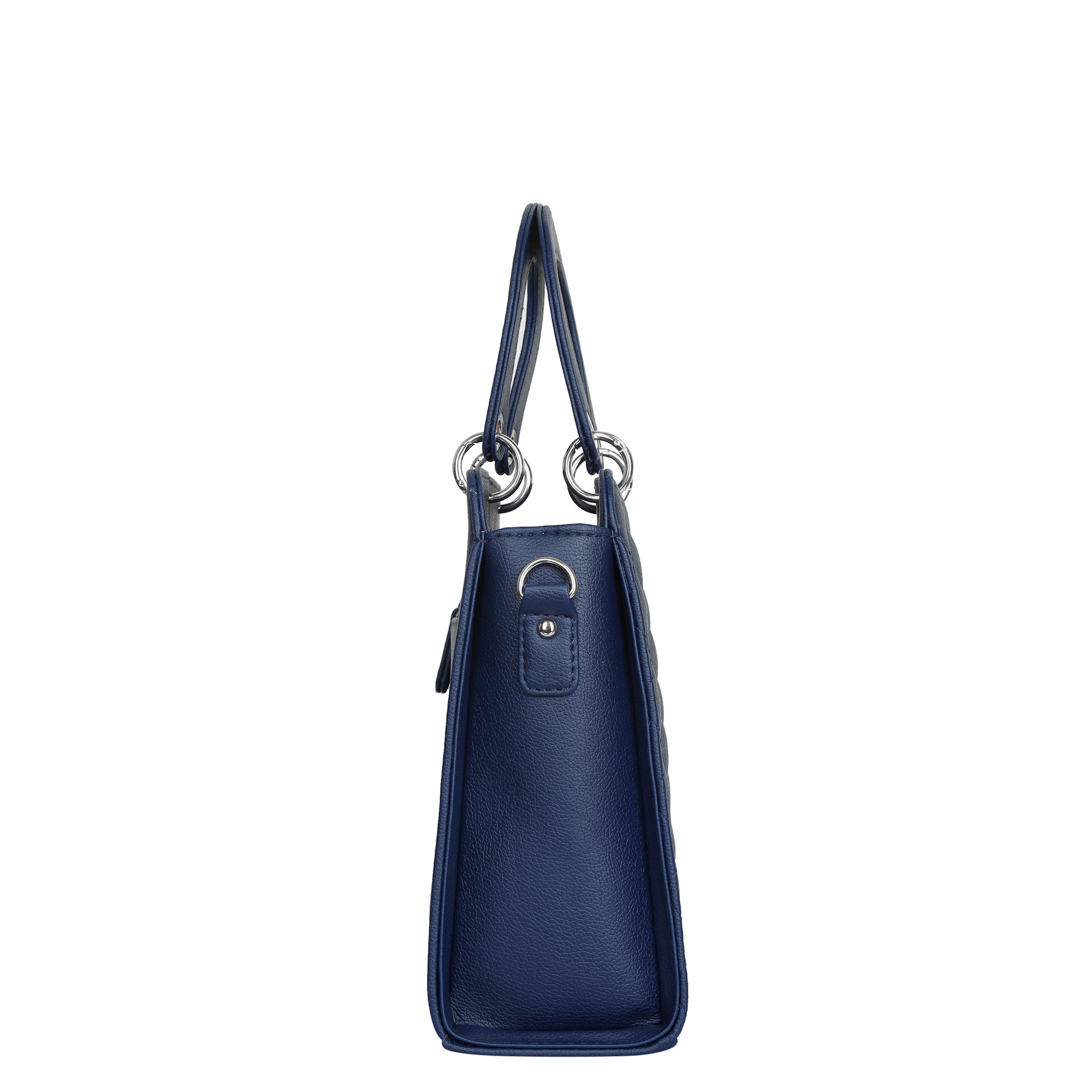 Blue Quilted Faux Leather Tote Bag – Women’s Top Handle Satchel Handbag