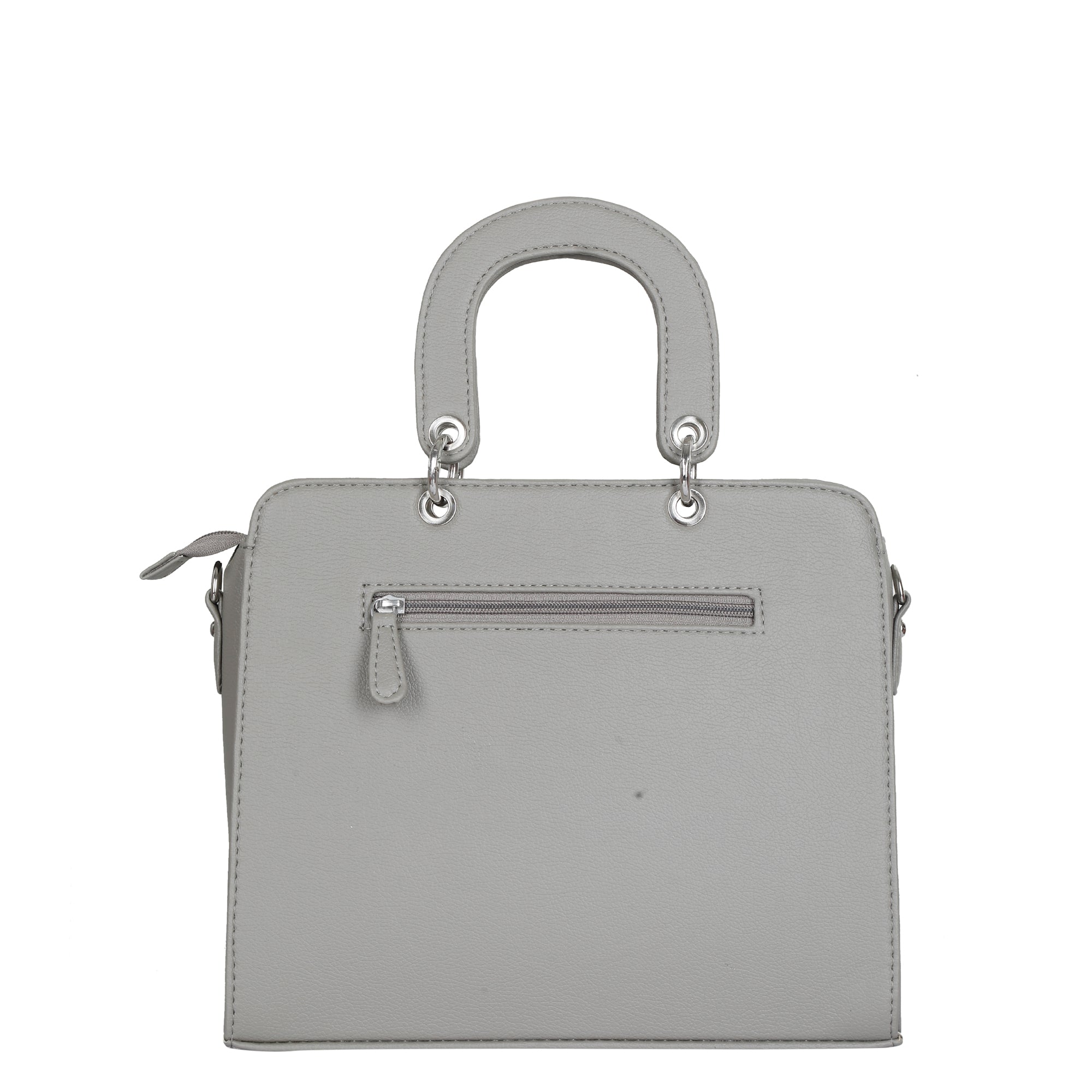 Grey Quilted Faux Leather Tote Bag – Women’s Top Handle Satchel Handbag