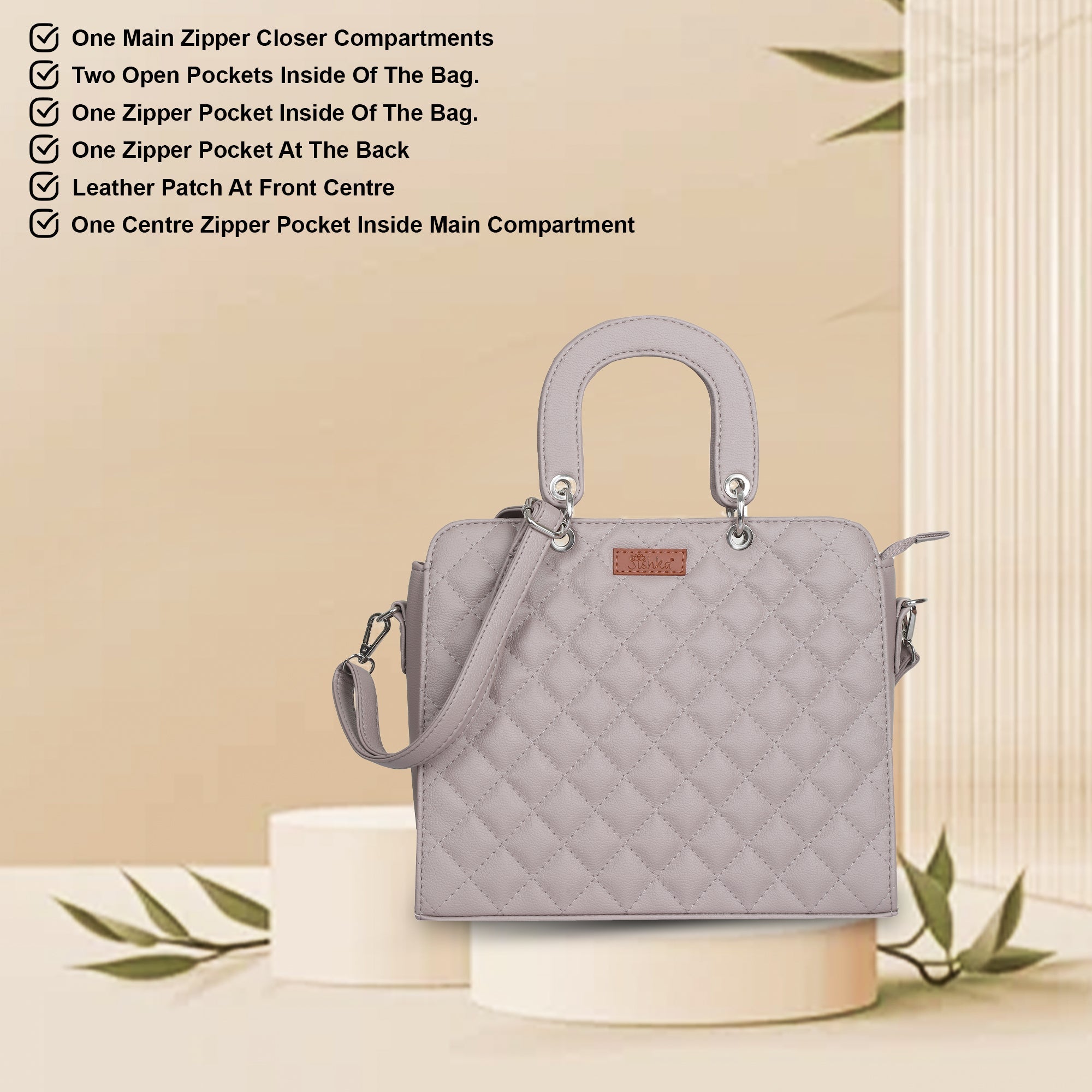 Mauve Quilted Faux Leather Tote – Women’s Top Handle Satchel Handbag