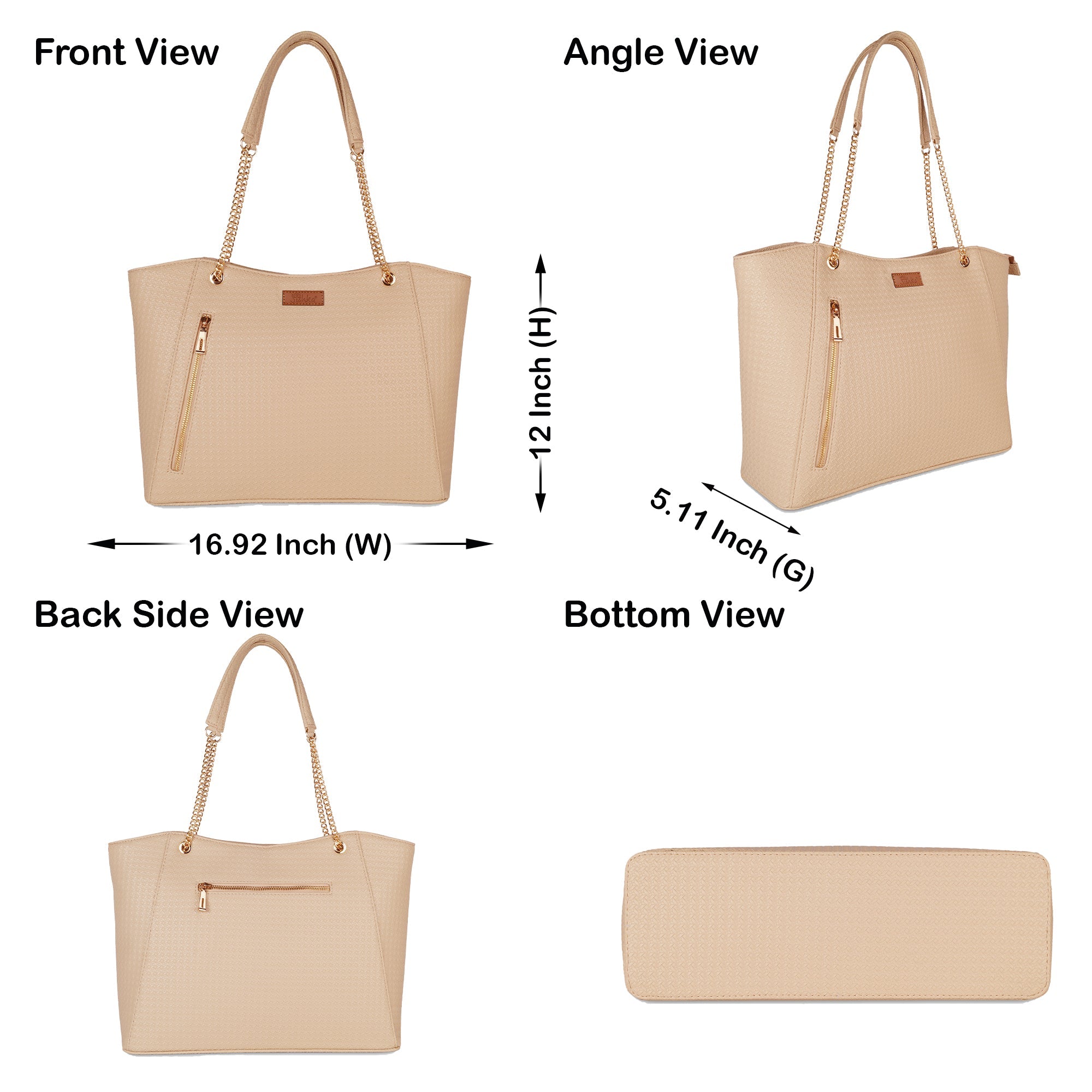 Sishka Beige Satchel Handbag for Women – Vegan Leather Top Handle Tote & Shoulder Bag