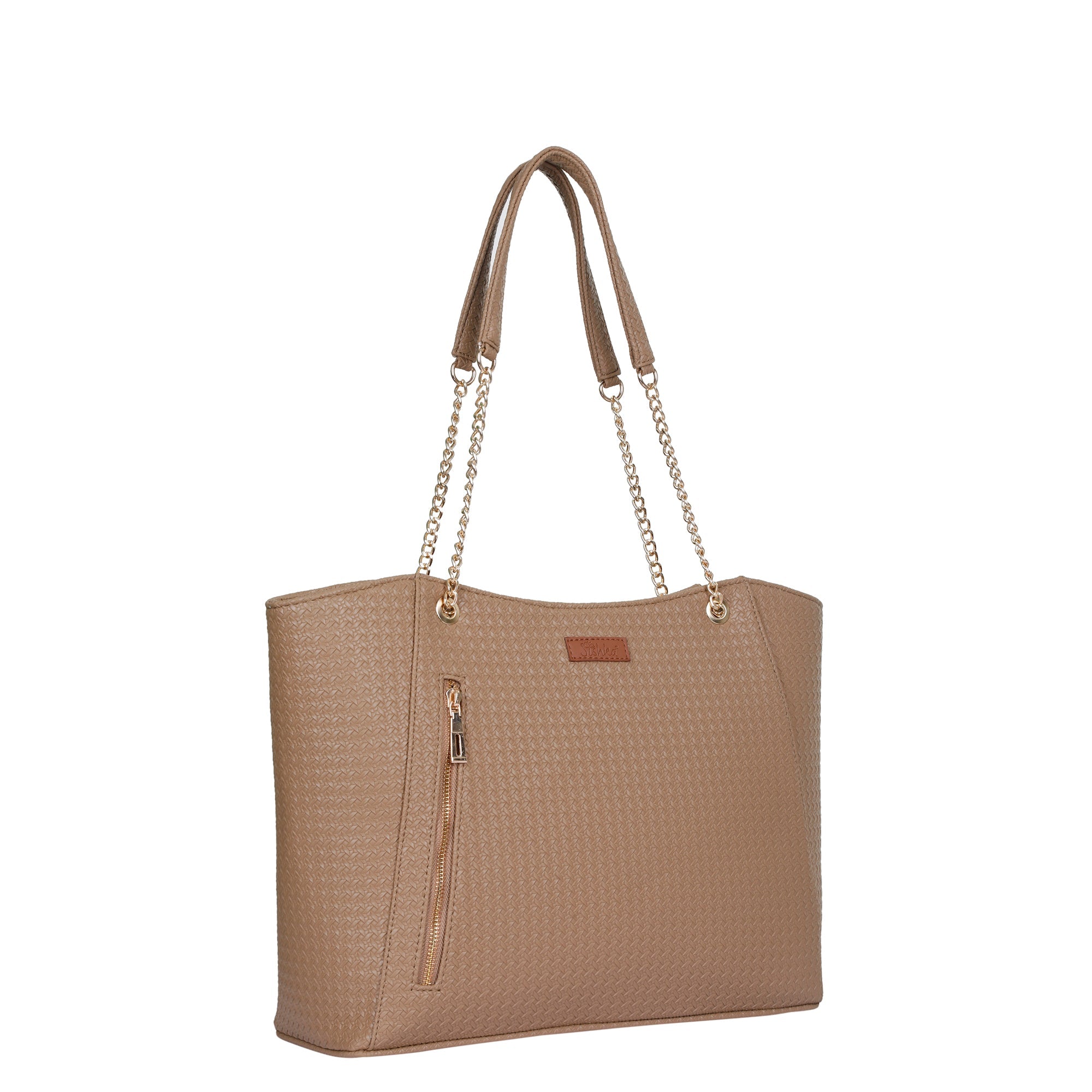 Sishka Taupe Satchel Handbag – Women’s Vegan Leather Top Handle Tote & Shoulder Bag
