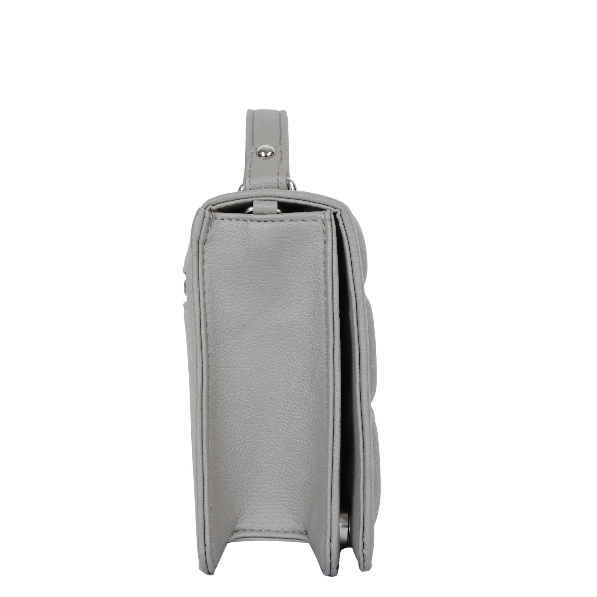 Grey Faux Leather Crossbody Sling Bag – Women’s Chain Strap Shoulder Handbag