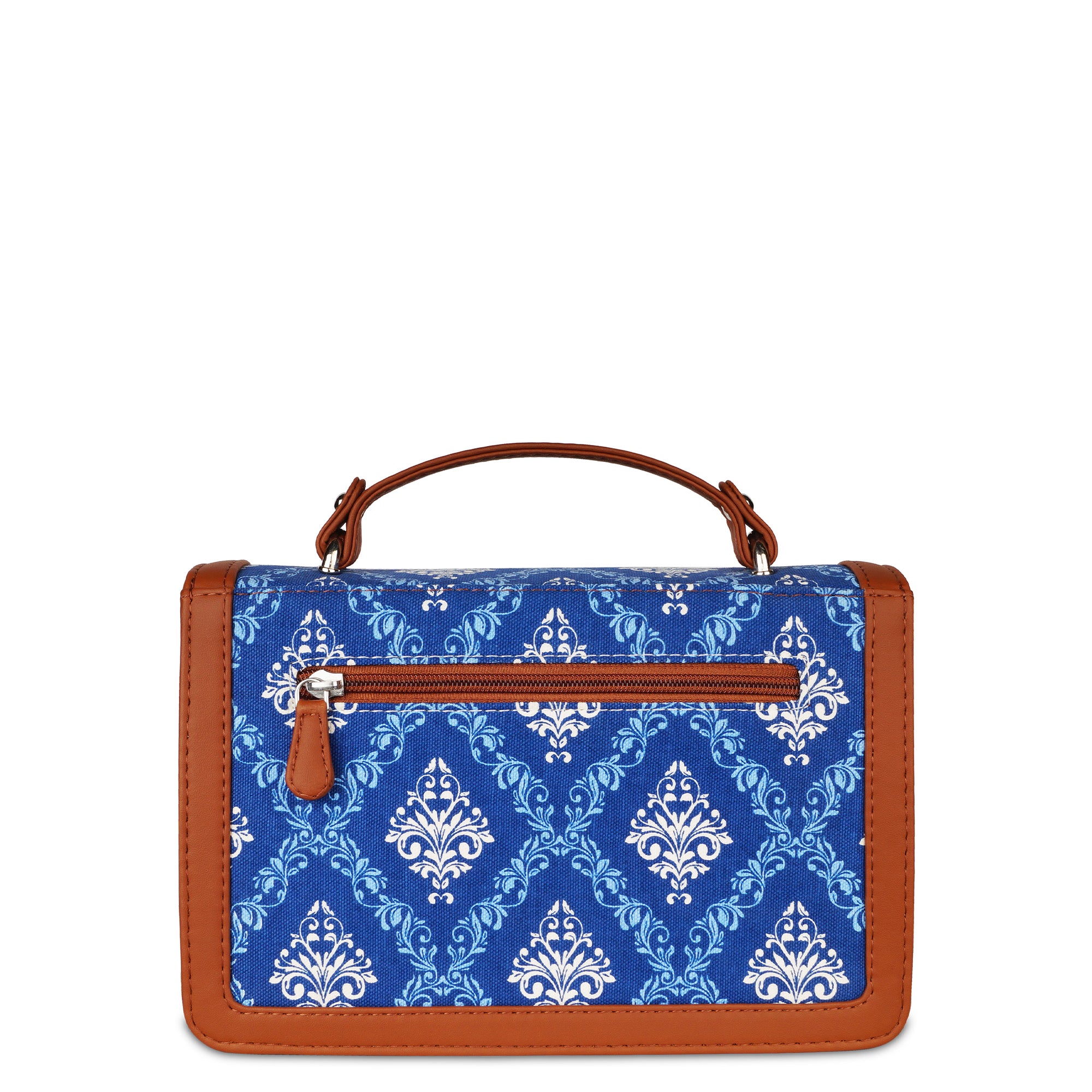Sishka Blue Crossbody Sling Bag–Canvas Purse with Chain Strap & Handle for Women