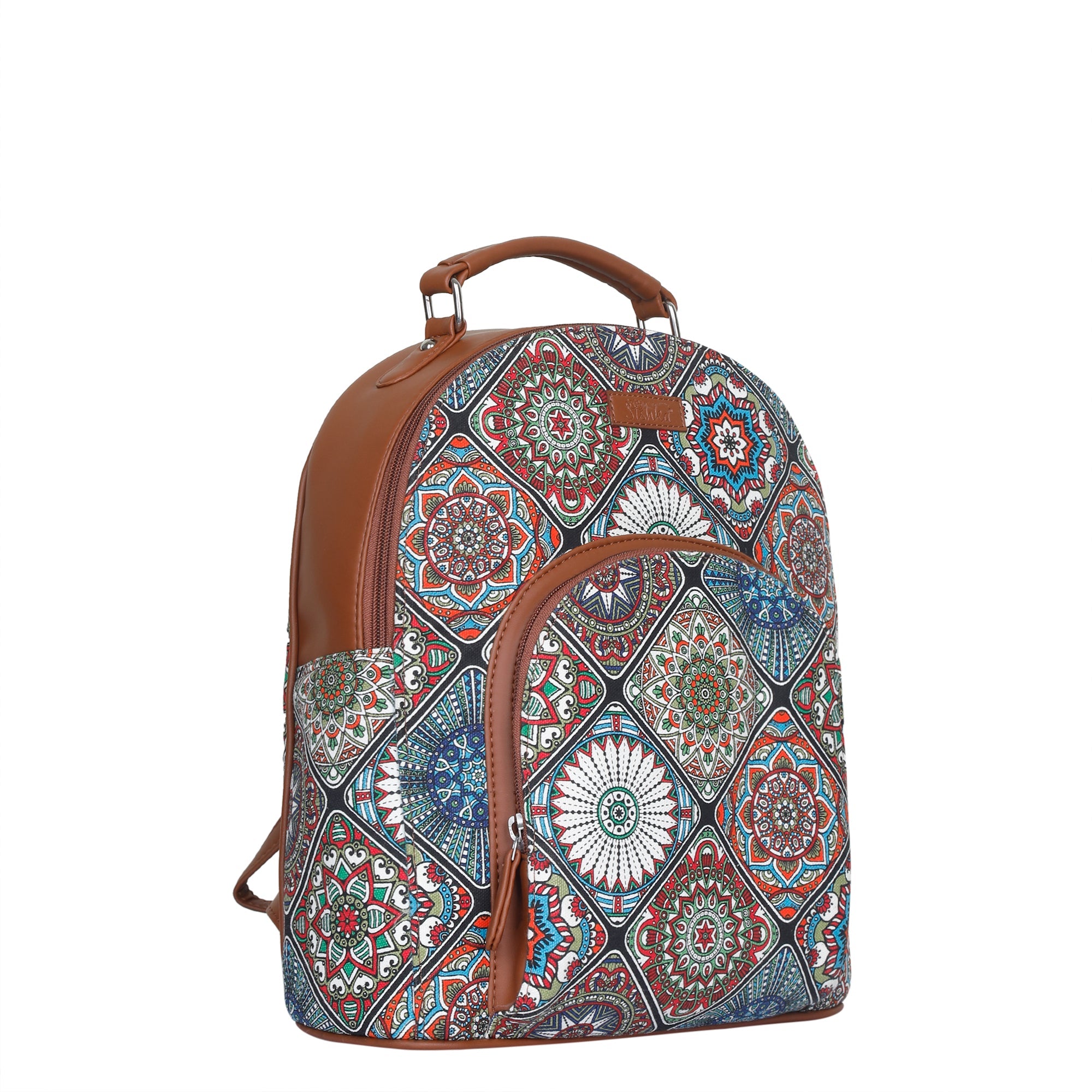 Multicolor Handcrafted Printed Backpack for Women – Shoulder Bag for Travel & Work