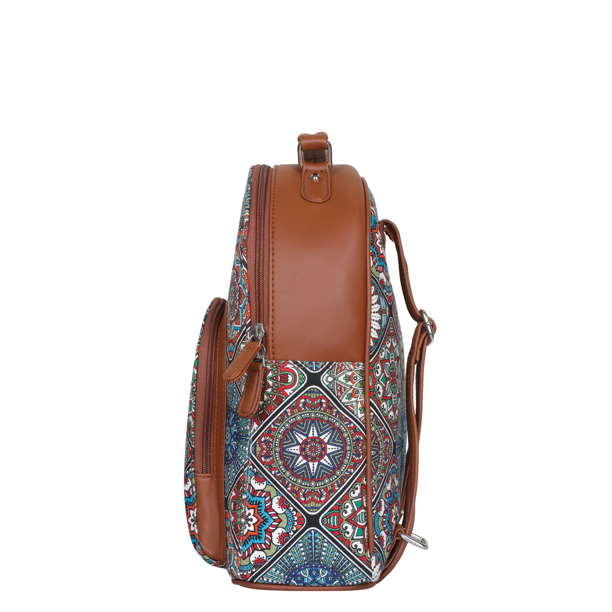 Multicolor Handcrafted Printed Backpack for Women – Shoulder Bag for Travel & Work