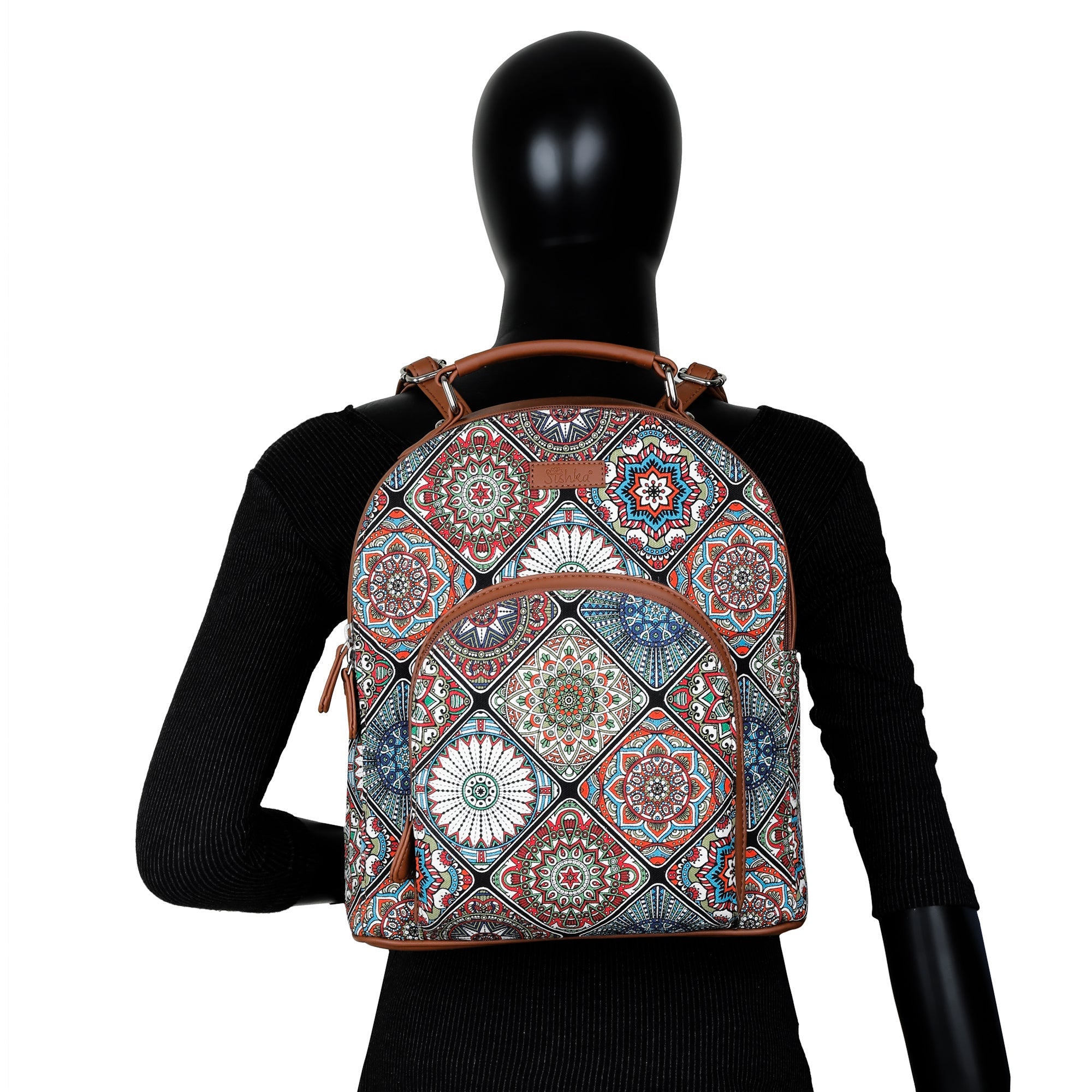Multicolor Handcrafted Printed Backpack for Women – Shoulder Bag for Travel & Work