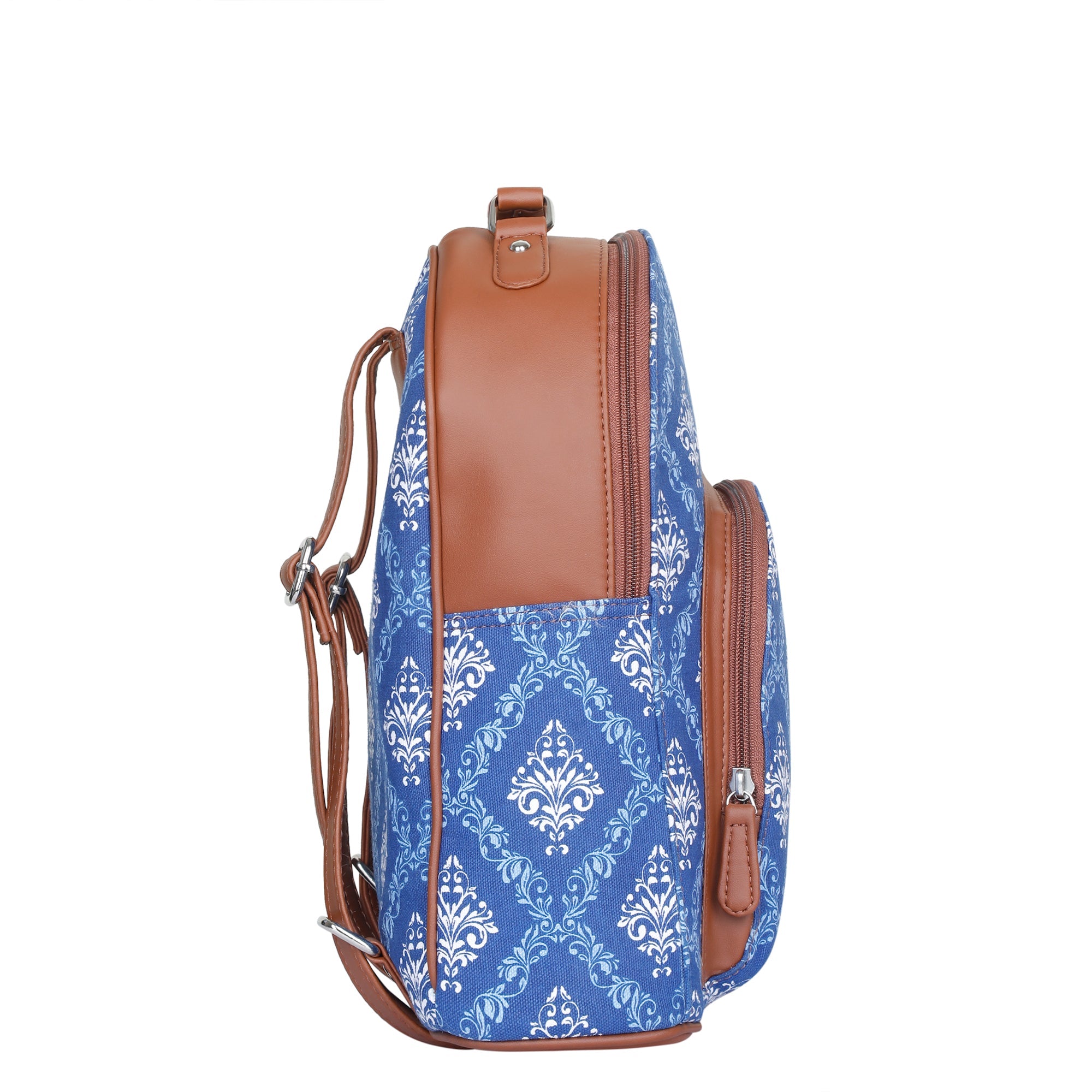 Blue Handcrafted Printed Backpack – Compact Shoulder Bag for Travel & Everyday Use