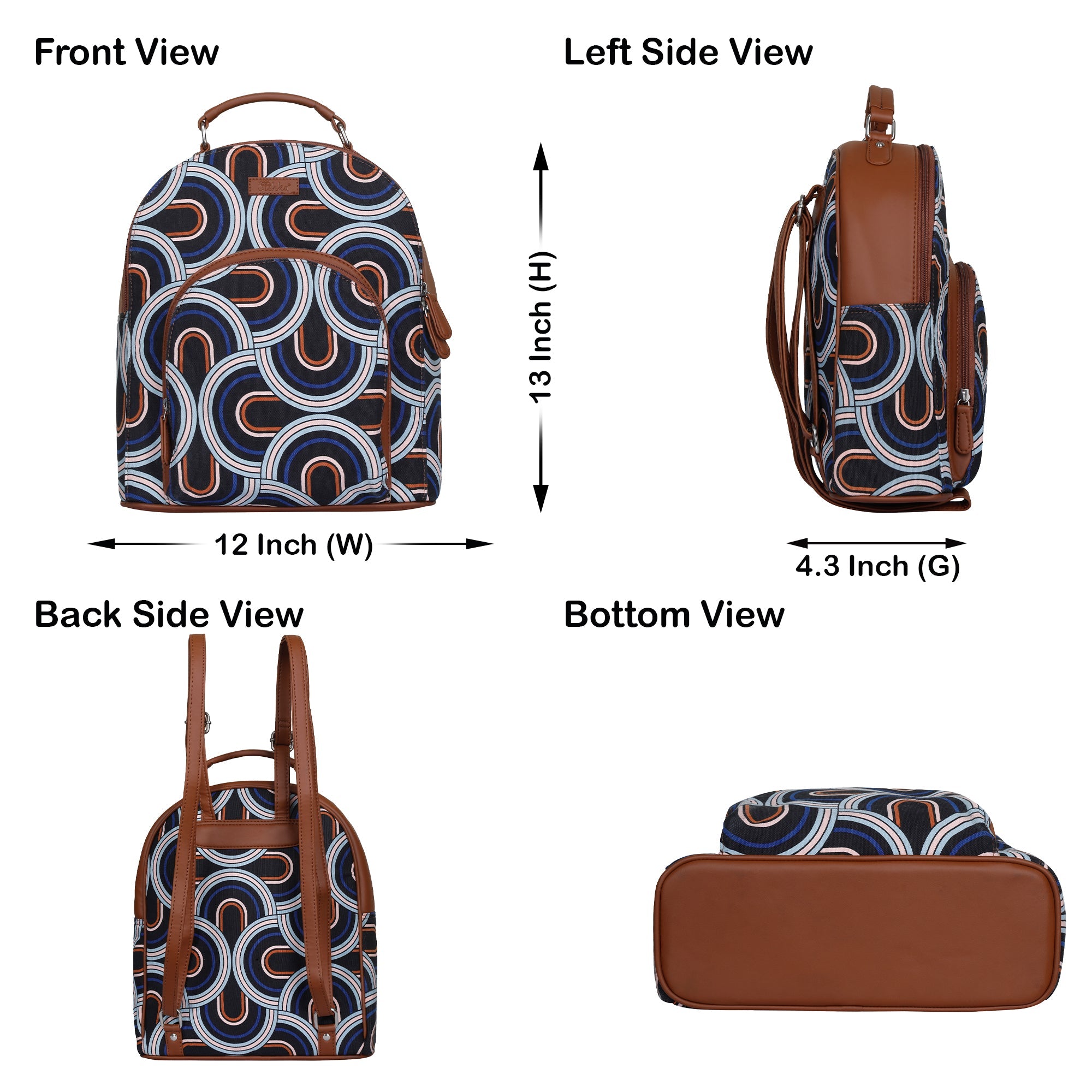 Abstract Handcrafted Printed Backpack – Stylish Shoulder Bag for Work & Travel