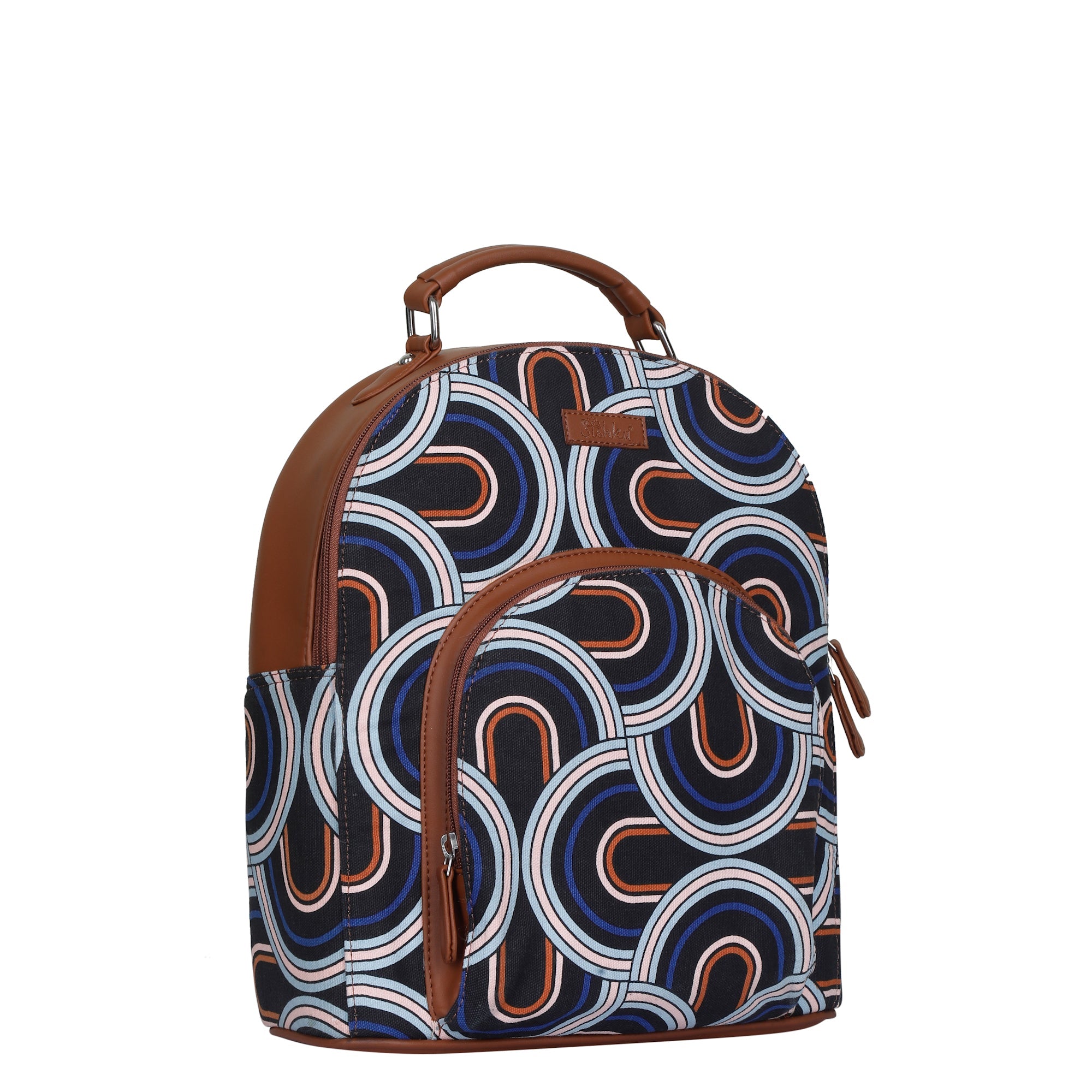 Abstract Handcrafted Printed Backpack – Stylish Shoulder Bag for Work & Travel
