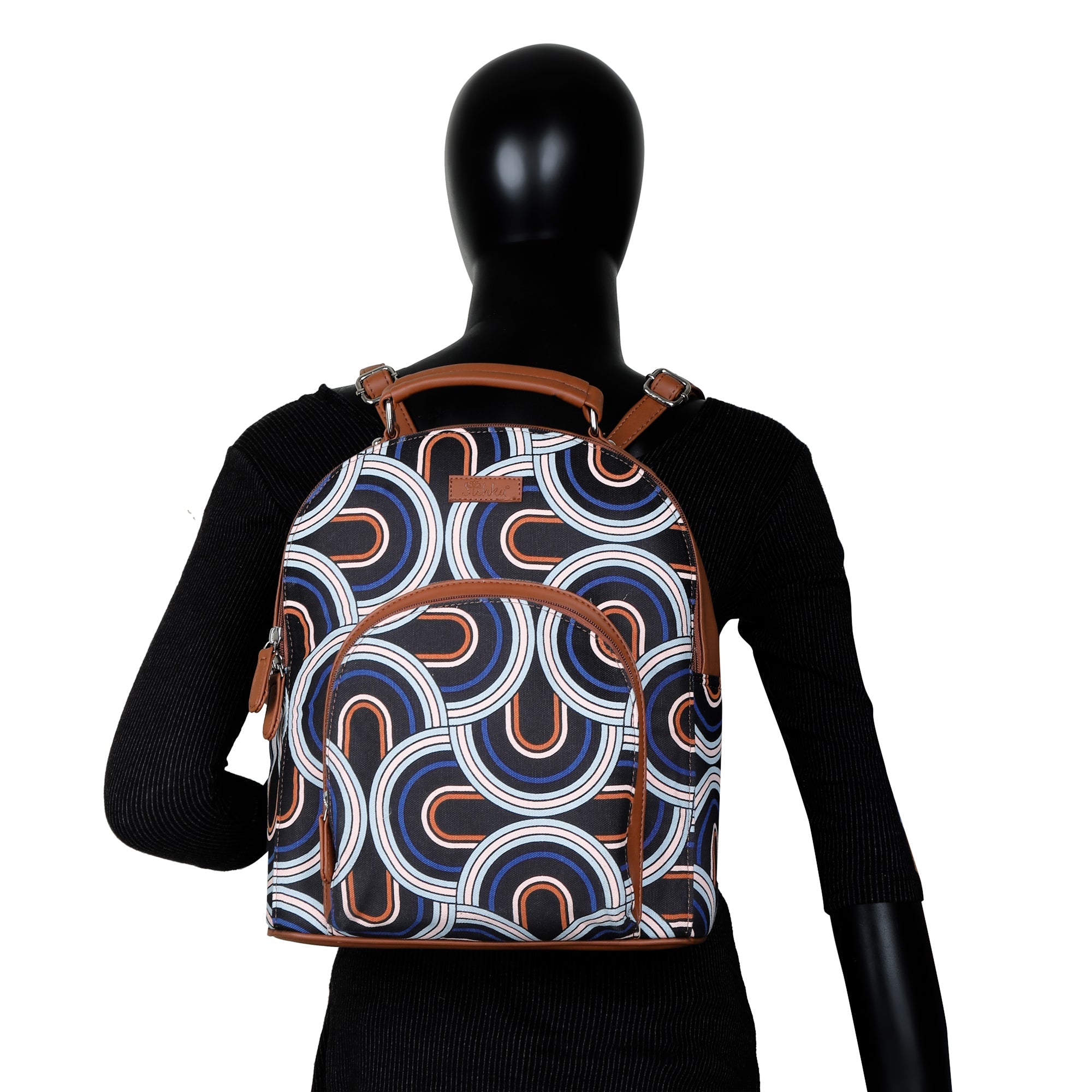 Abstract Handcrafted Printed Backpack – Stylish Shoulder Bag for Work & Travel