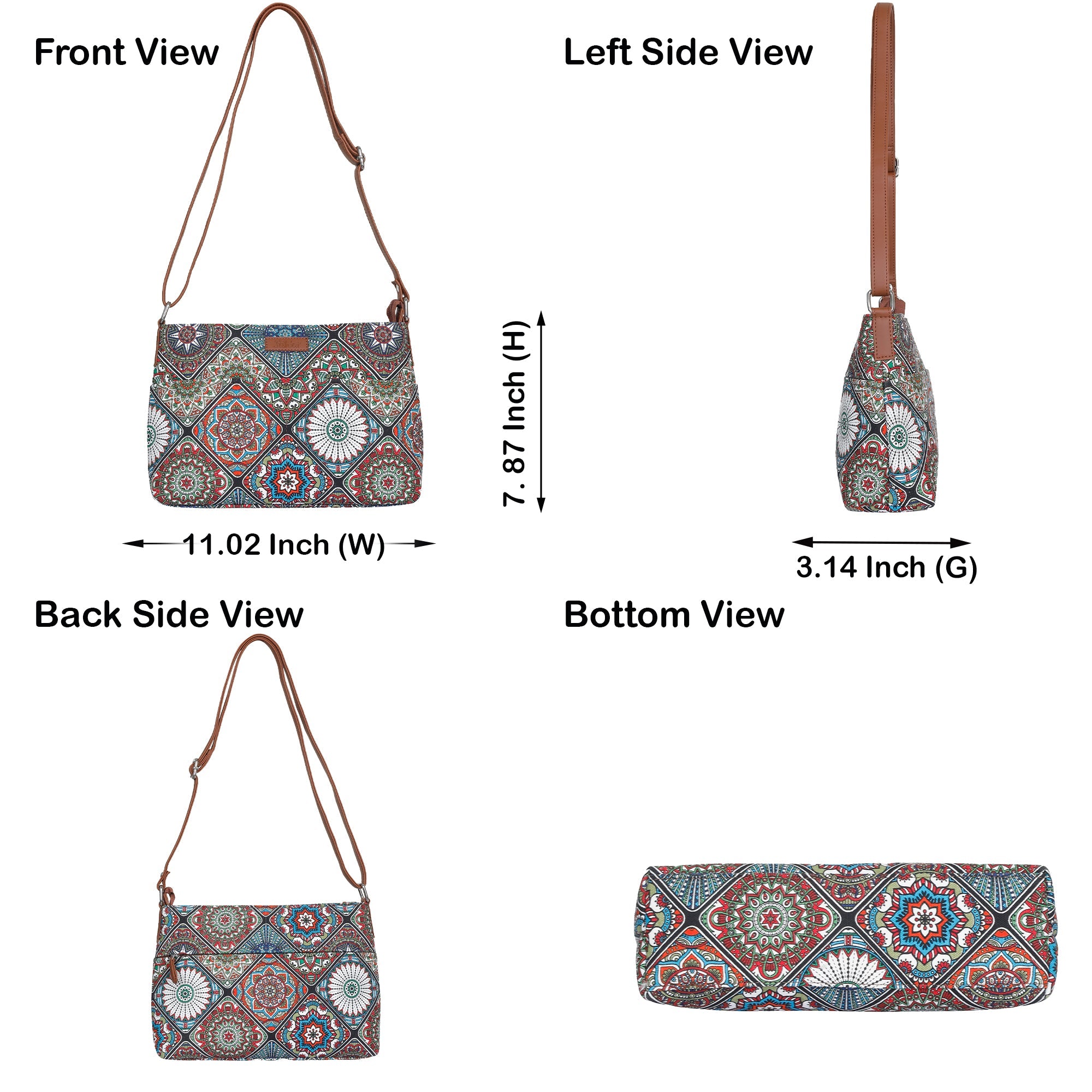 Sishka Multicolour Crossbody Sling Bag – Canvas Purse with Strap for Daily Use