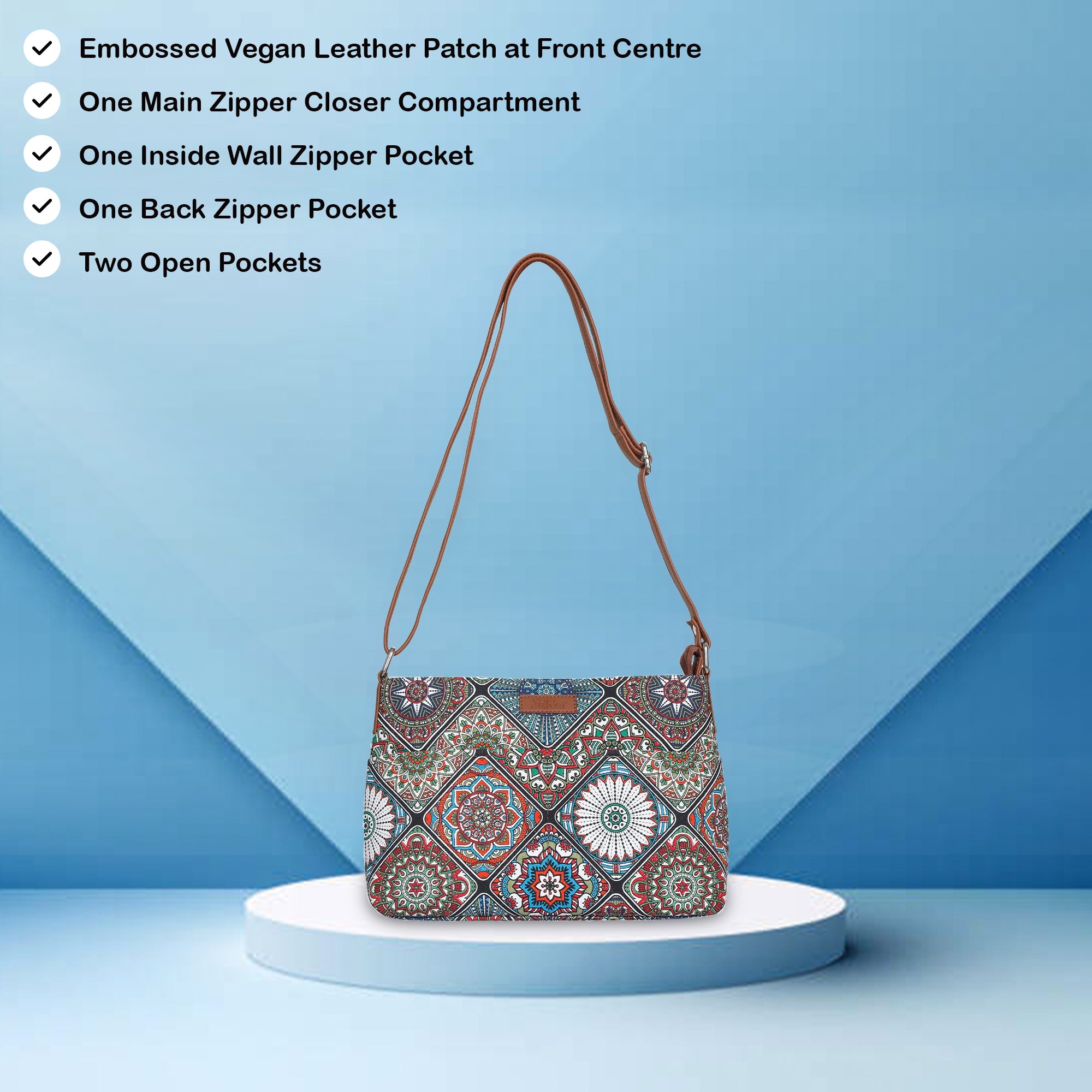 Sishka Multicolour Crossbody Sling Bag – Canvas Purse with Strap for Daily Use