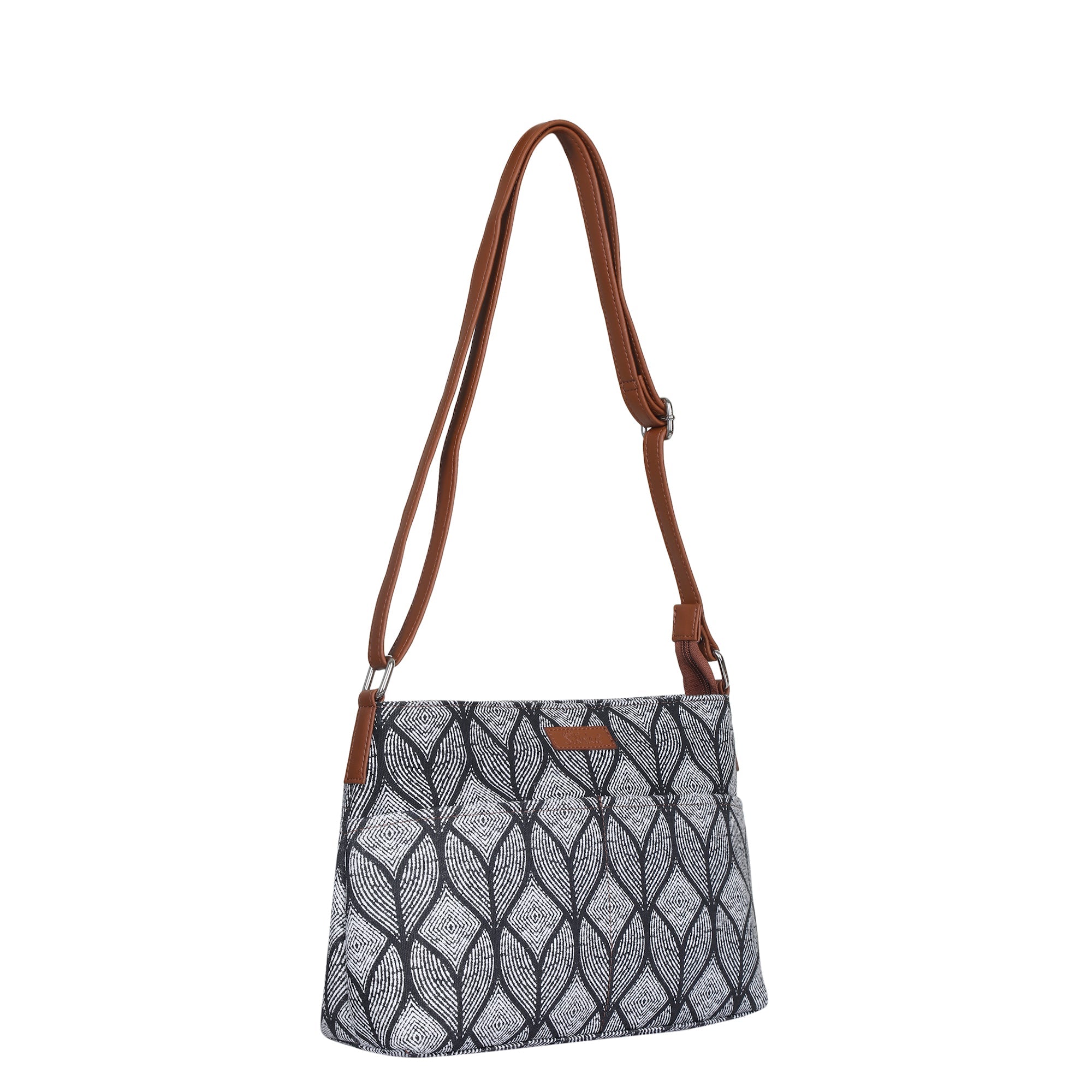 Sishka Monochrome Crossbody Sling Bag – Canvas Shoulder Purse for Travel & Work