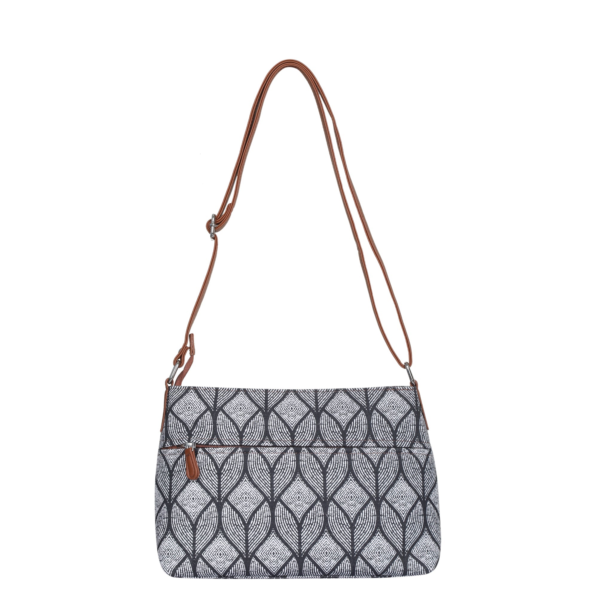 Sishka Monochrome Crossbody Sling Bag – Canvas Shoulder Purse for Travel & Work