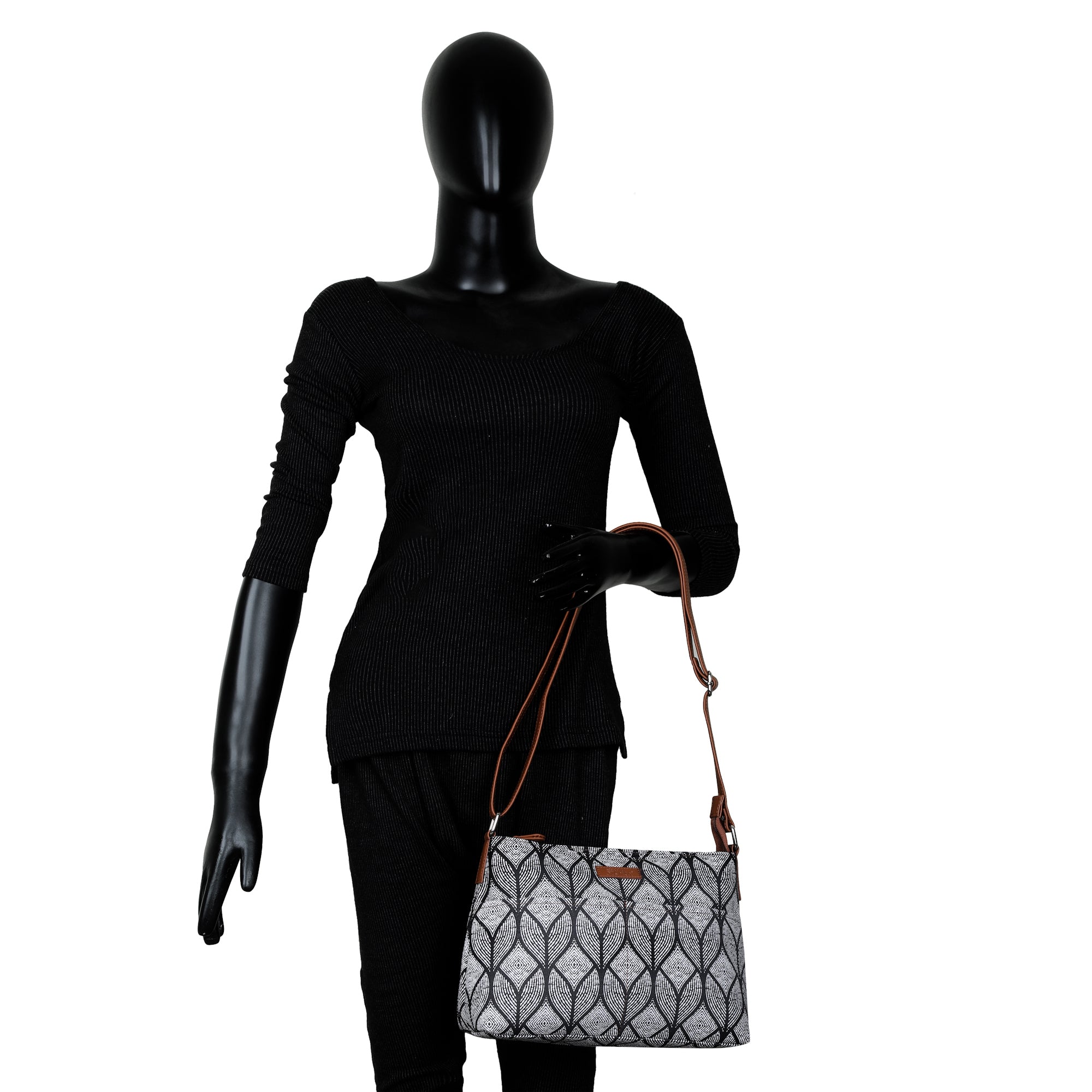 Sishka Monochrome Crossbody Sling Bag – Canvas Shoulder Purse for Travel & Work