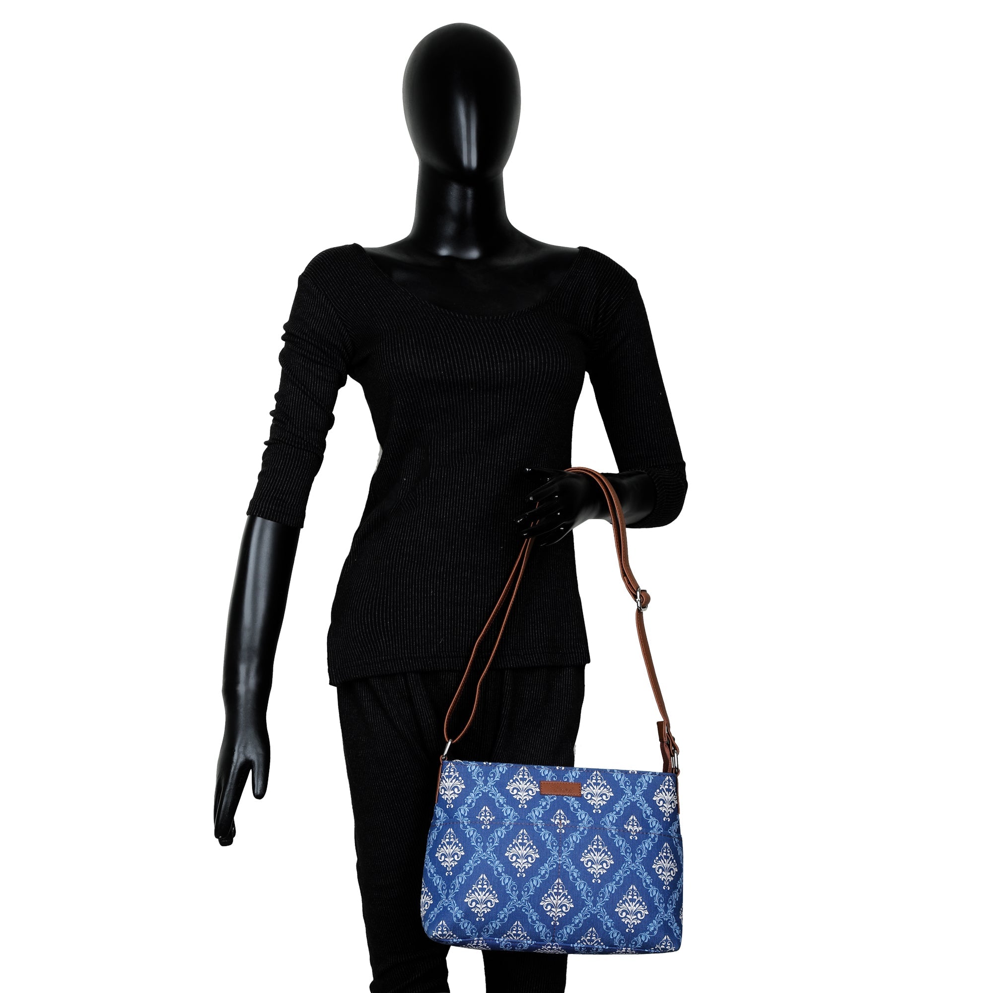 Sishka Blue Crossbody Sling Bag – Canvas Women Purse for Office & Everyday Use