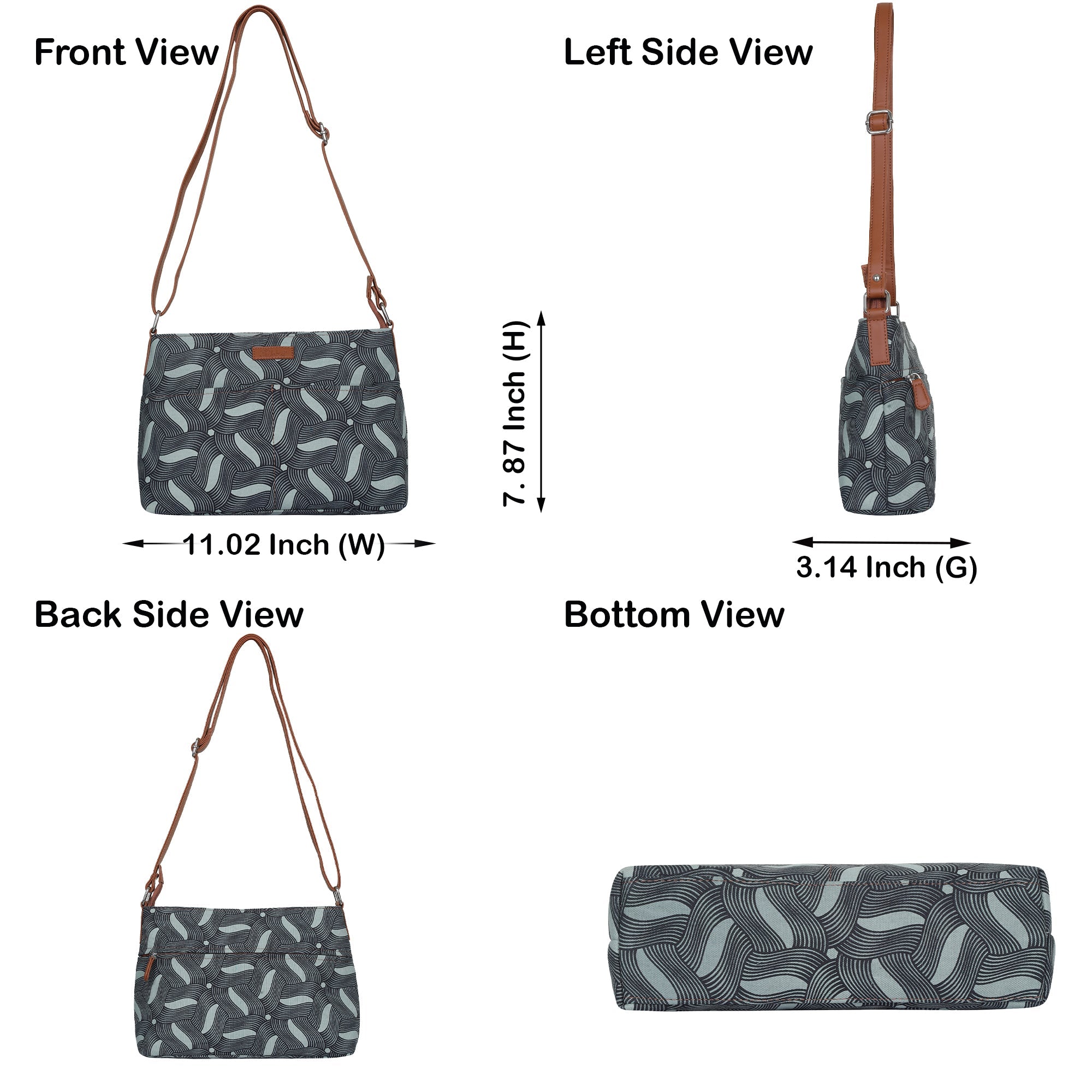 Sishka Olive Green Crossbody Sling Bag – Ladies Canvas Purse for Travel, Outings