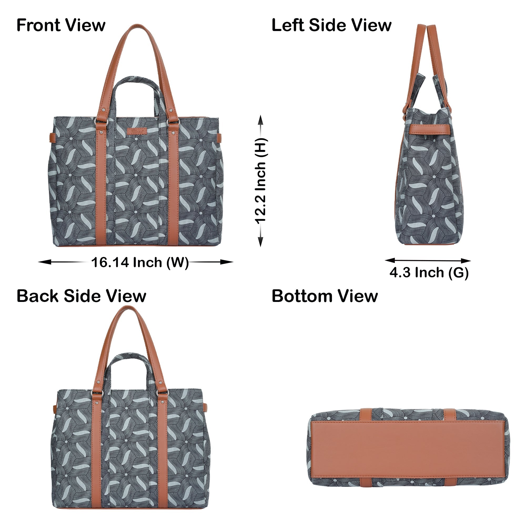 Olive Green Handcrafted Printed Tote Bag – Women’s Satchel Purse with Vegan Handles