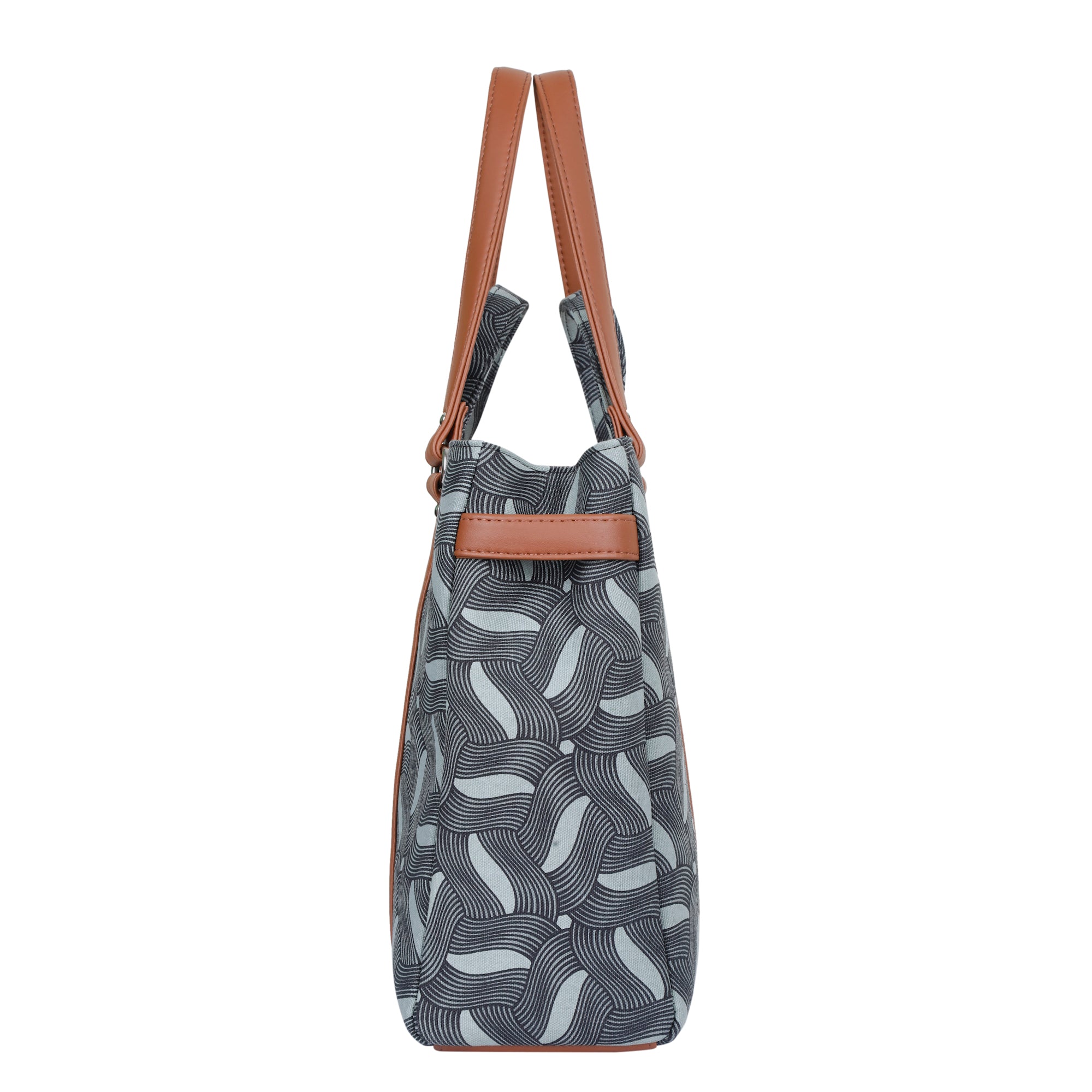 Olive Green Handcrafted Printed Tote Bag – Women’s Satchel Purse with Vegan Handles