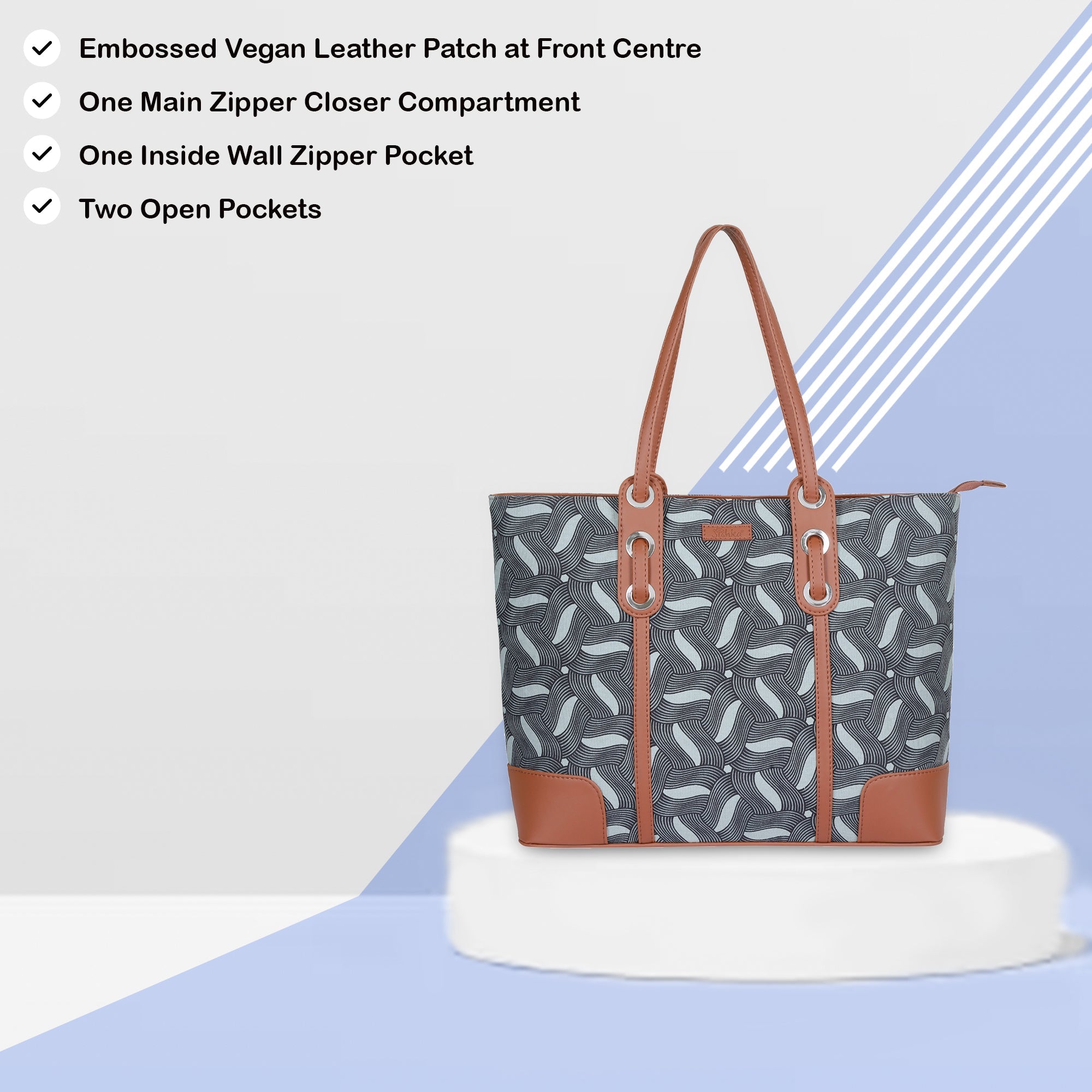 Olive Green Handcrafted Printed Tote Bag – Stylish Shoulder Satchel with Vegan Trim