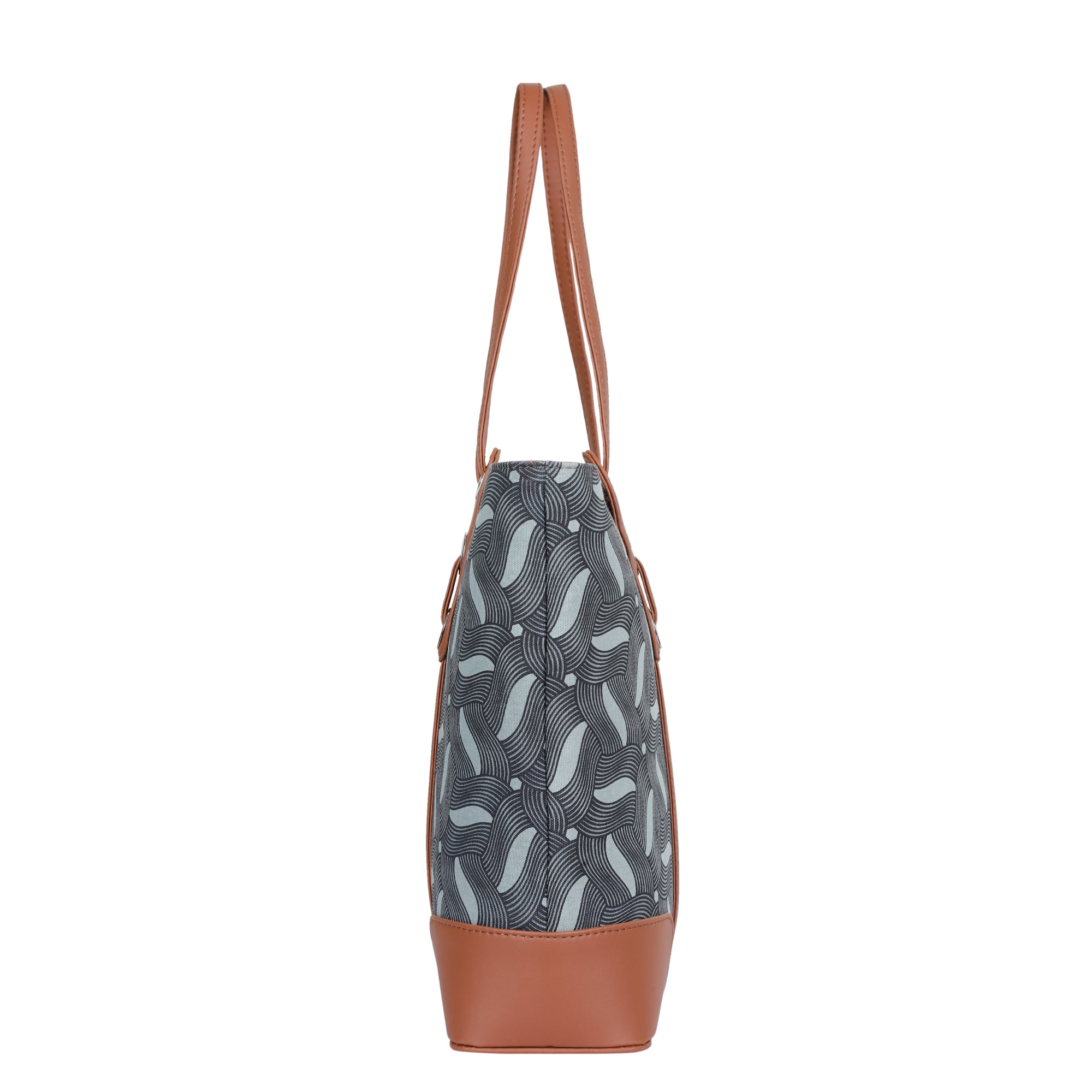 Olive Green Handcrafted Printed Tote Bag – Stylish Shoulder Satchel with Vegan Trim