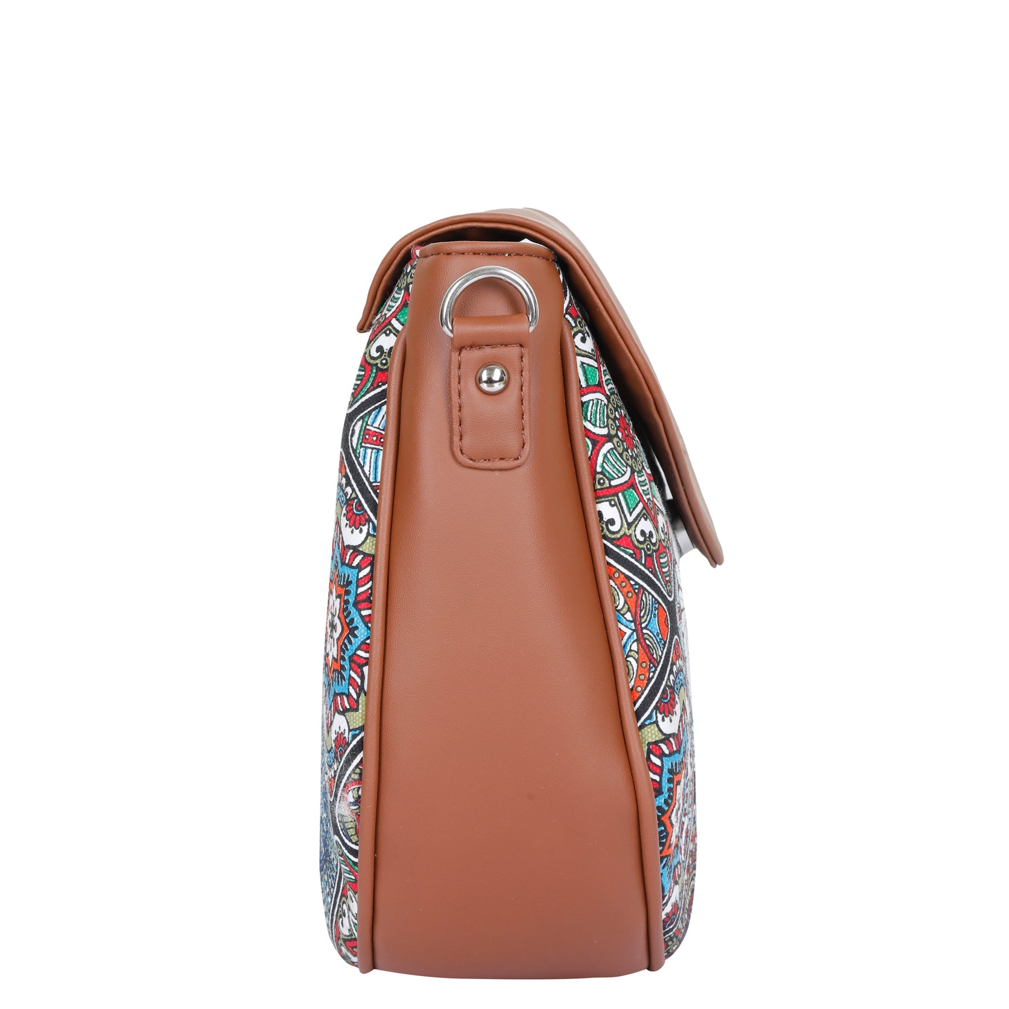 Sishka Multicolour Crossbody Sling Bag – Canvas Purse with Strap & Leather Trim