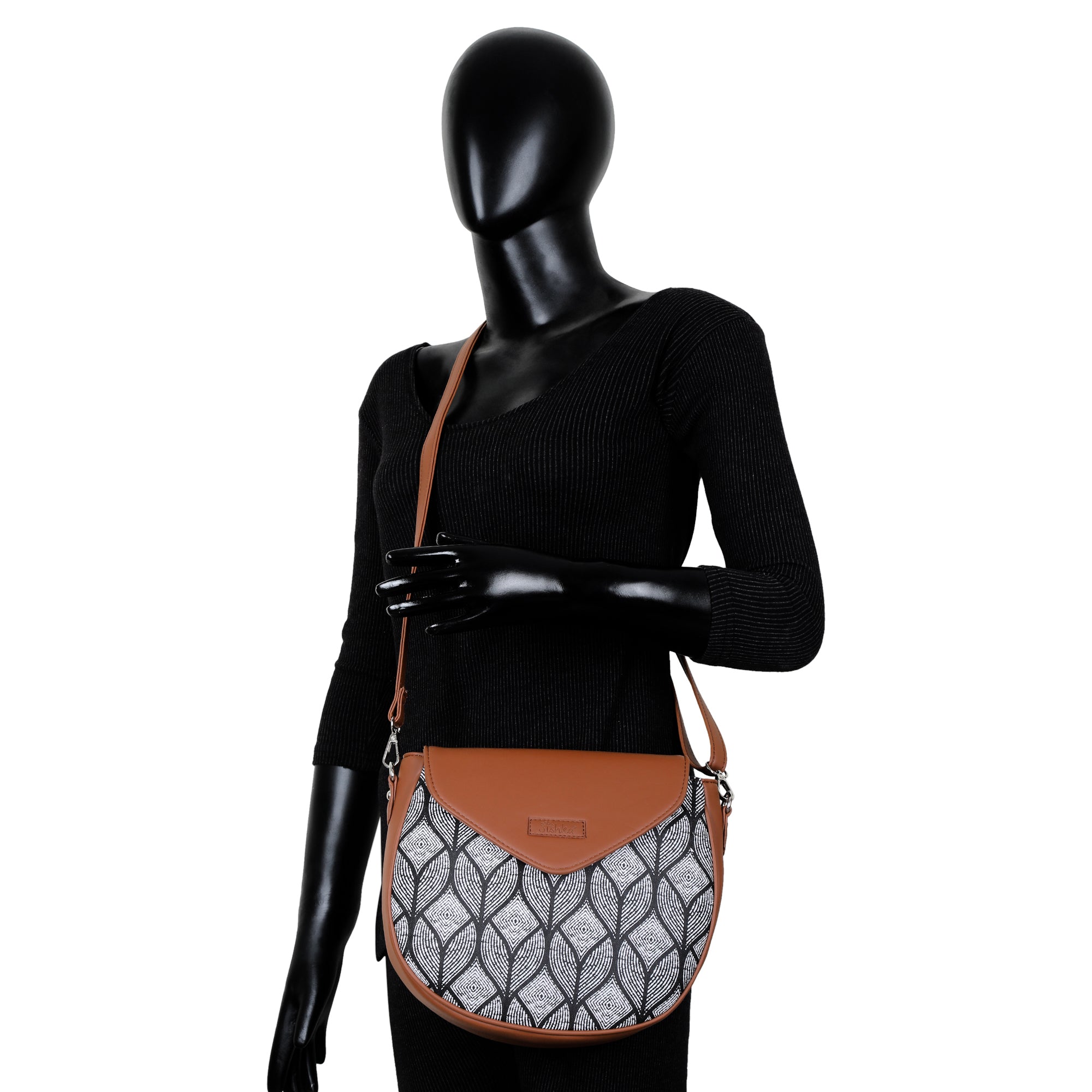 Sishka Monochrome Ladies Crossbody Sling Bag – Canvas Shoulder Purse for Ladies