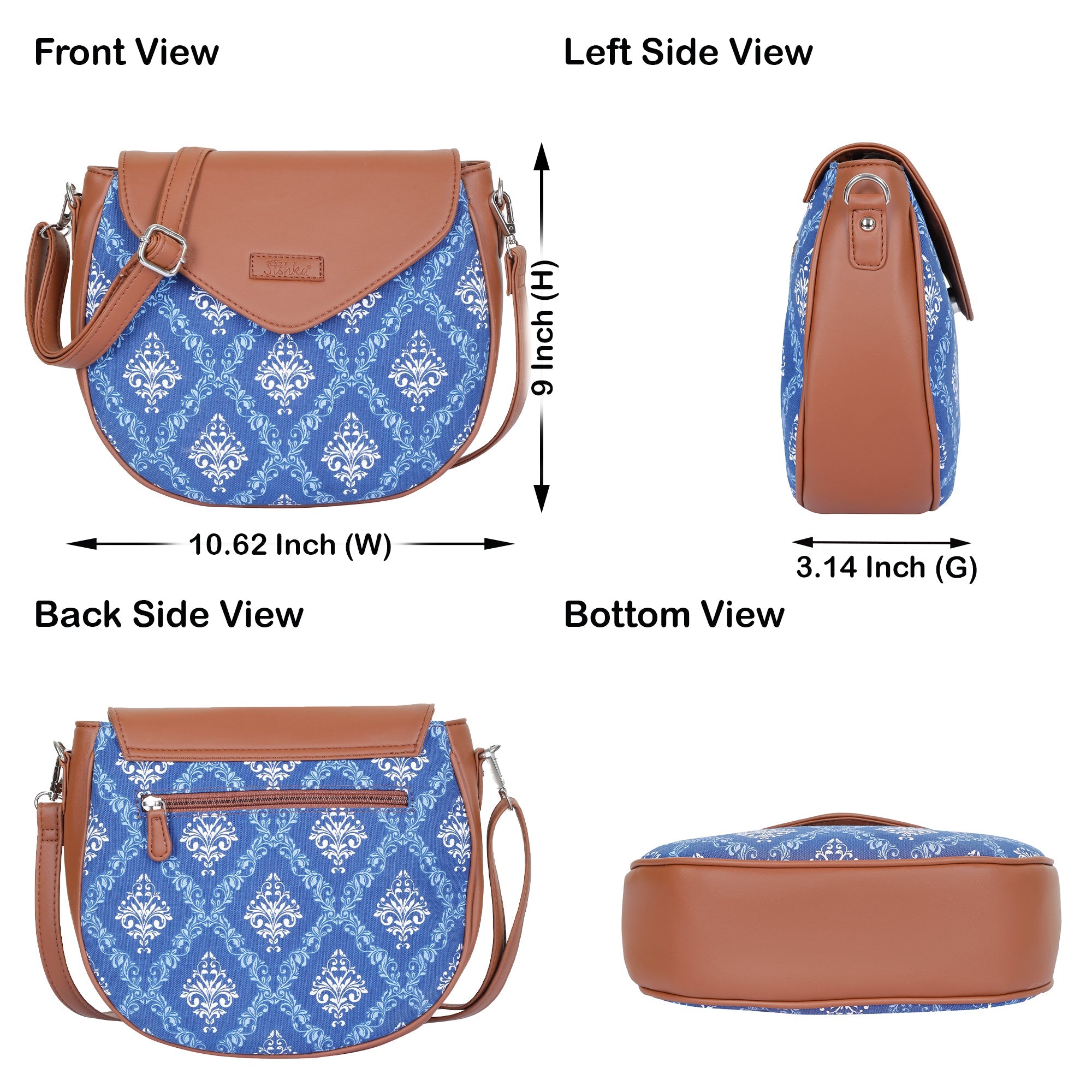 Sishka Blue Crossbody Sling Bag – Canvas Purse with Adjustable Strap for Women