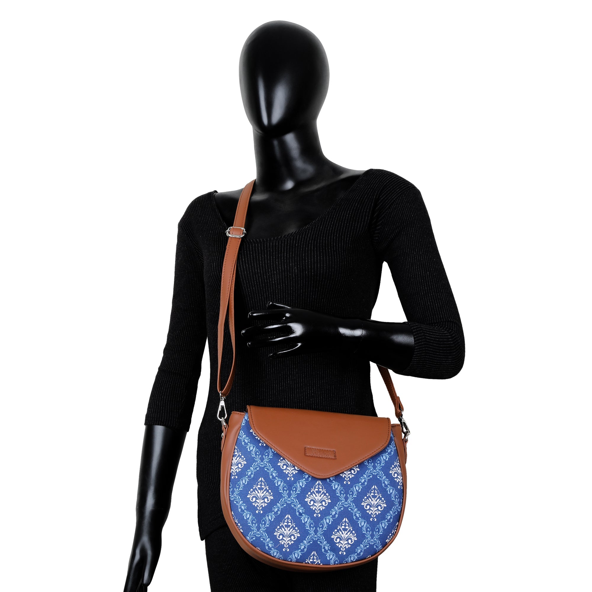 Sishka Blue Crossbody Sling Bag – Canvas Purse with Adjustable Strap for Women
