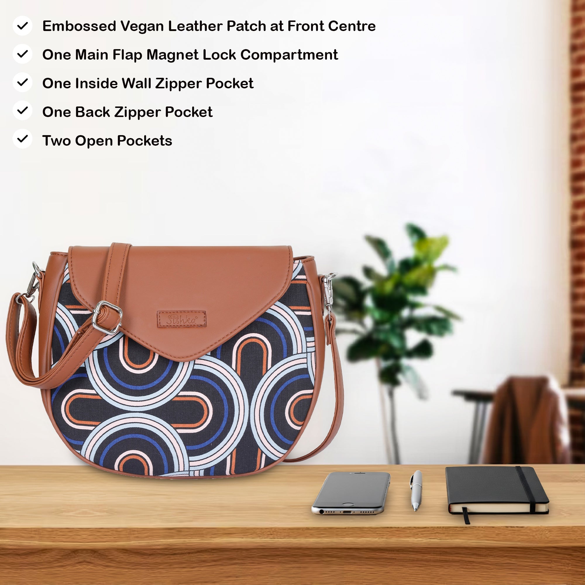 Sishka Abstract Crossbody Sling Bag – Canvas Shoulder Purse For Women