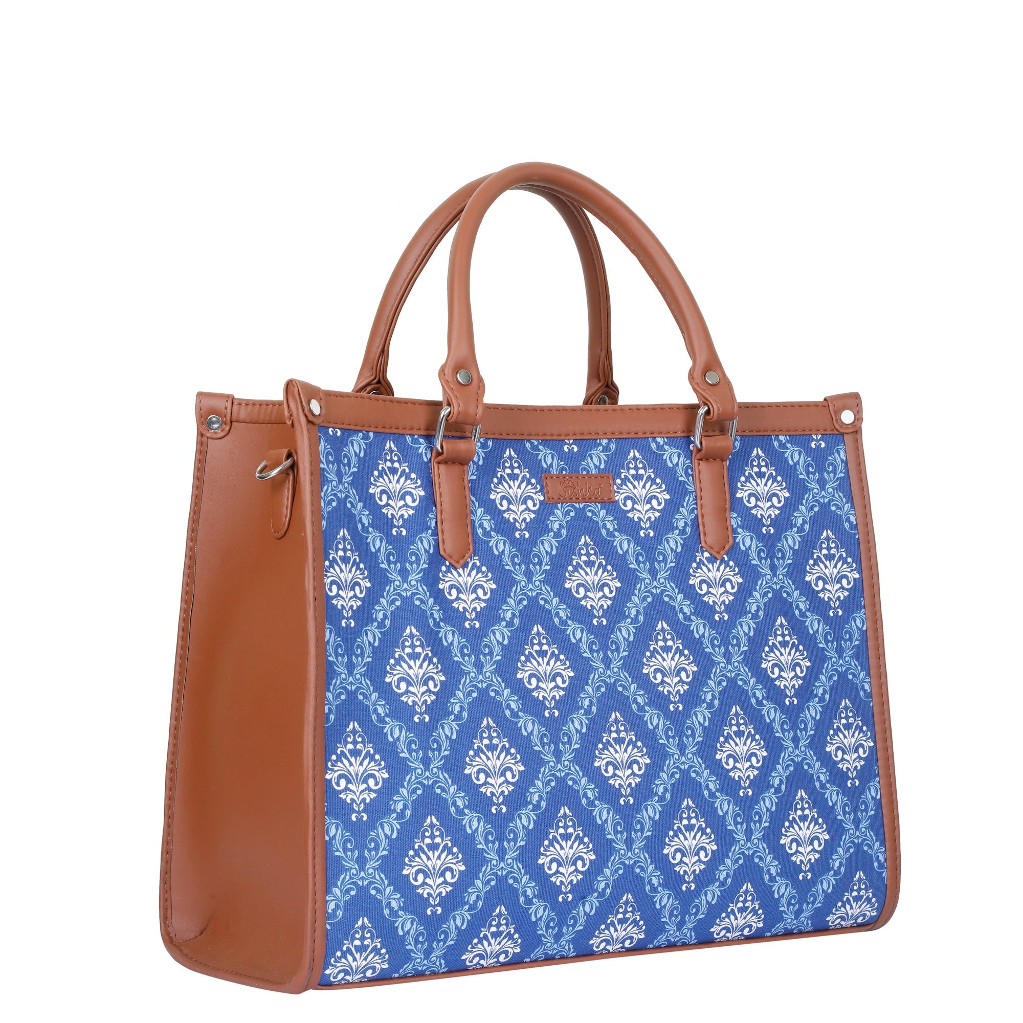 Blue Handcrafted Printed Laptop Bag – Shoulder Purse for Ladies’ Everyday & Office Use