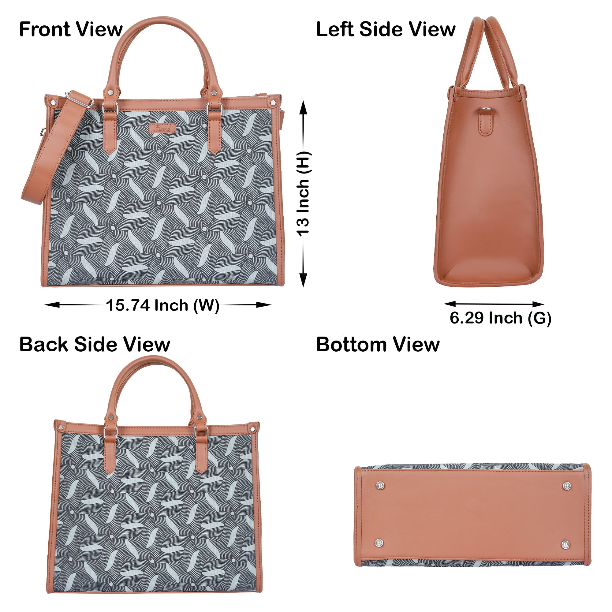 Women’s Olive Handcrafted Printed Laptop Bag | Shoulder Satchel Tote for Office & Daily Use