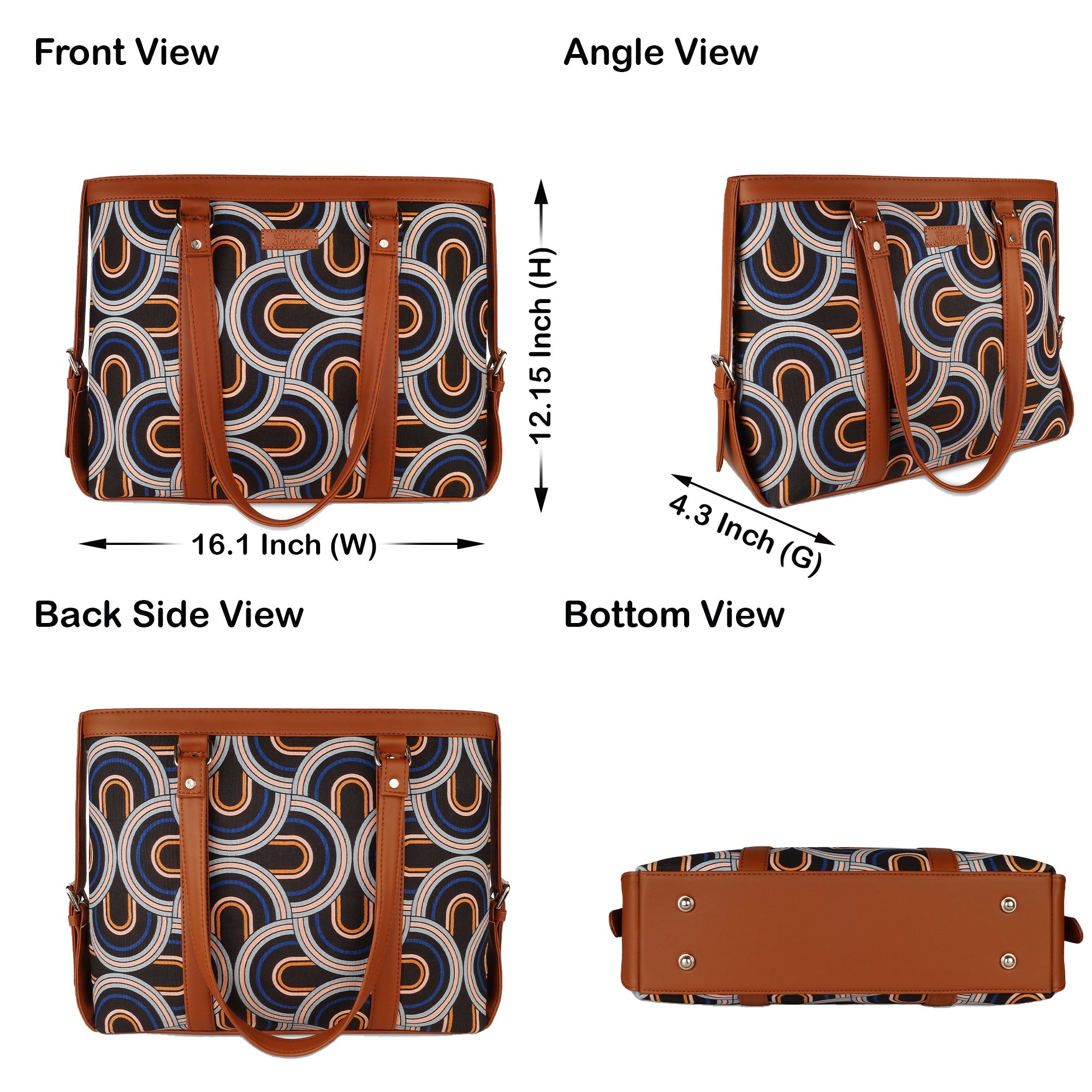 Abstract Handcrafted Printed Laptop Bag – Stylish Shoulder Tote for Women’s Everyday Use