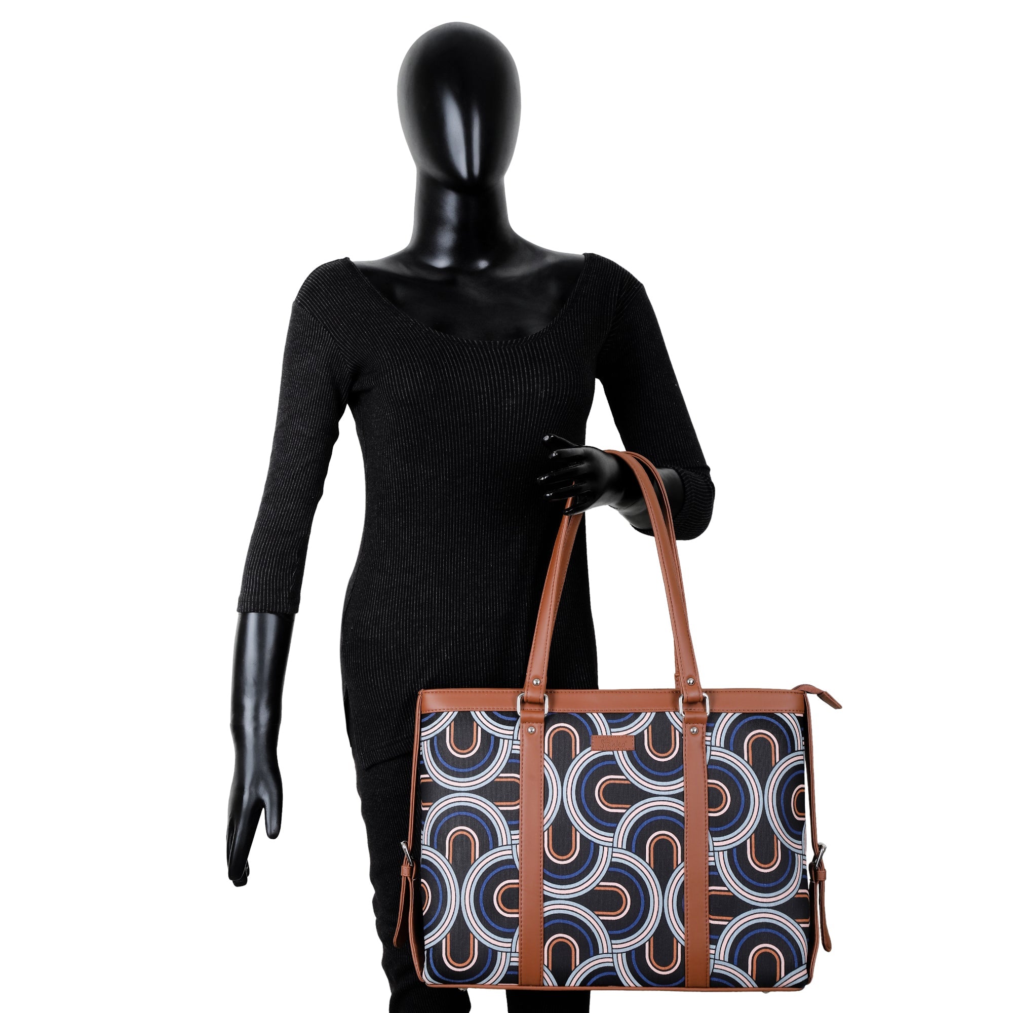 Abstract Handcrafted Printed Laptop Bag – Stylish Shoulder Tote for Women’s Everyday Use