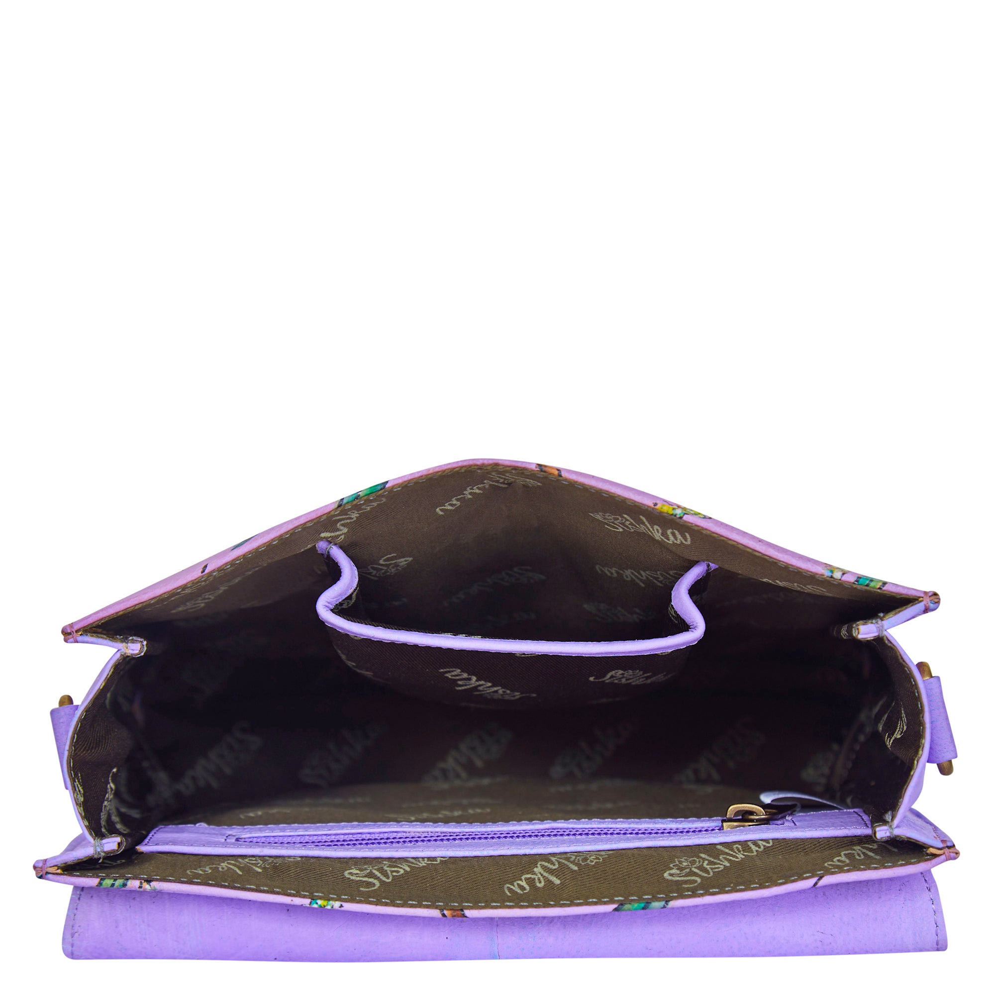 Nature’s Elegance Hand-Painted Bug & Grass Leather Crossbody Bag