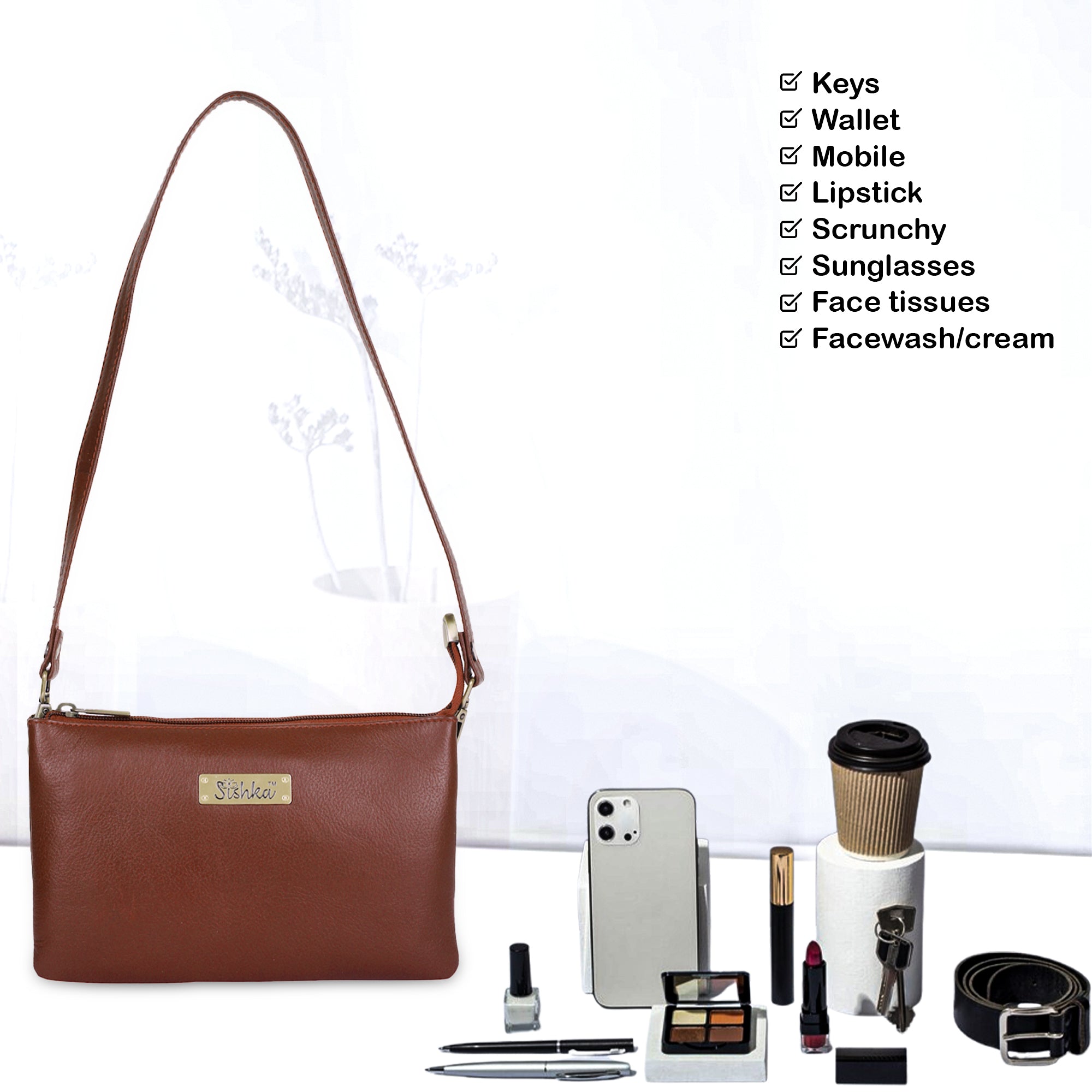 Brown Genuine Leather Crossbody Bag for Women – Elegant Crossover Shoulder Purse